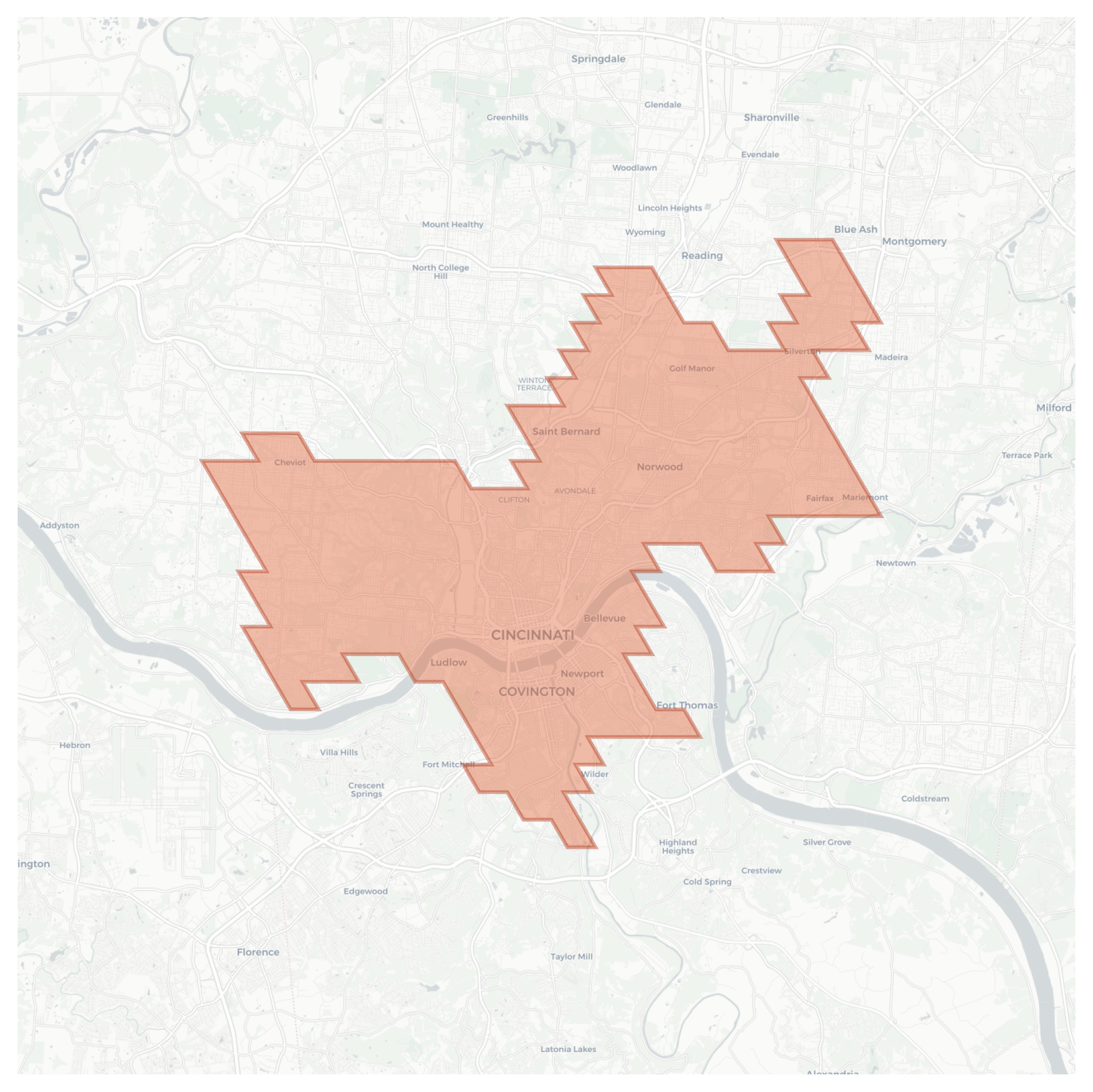 Cincinnati geographic map