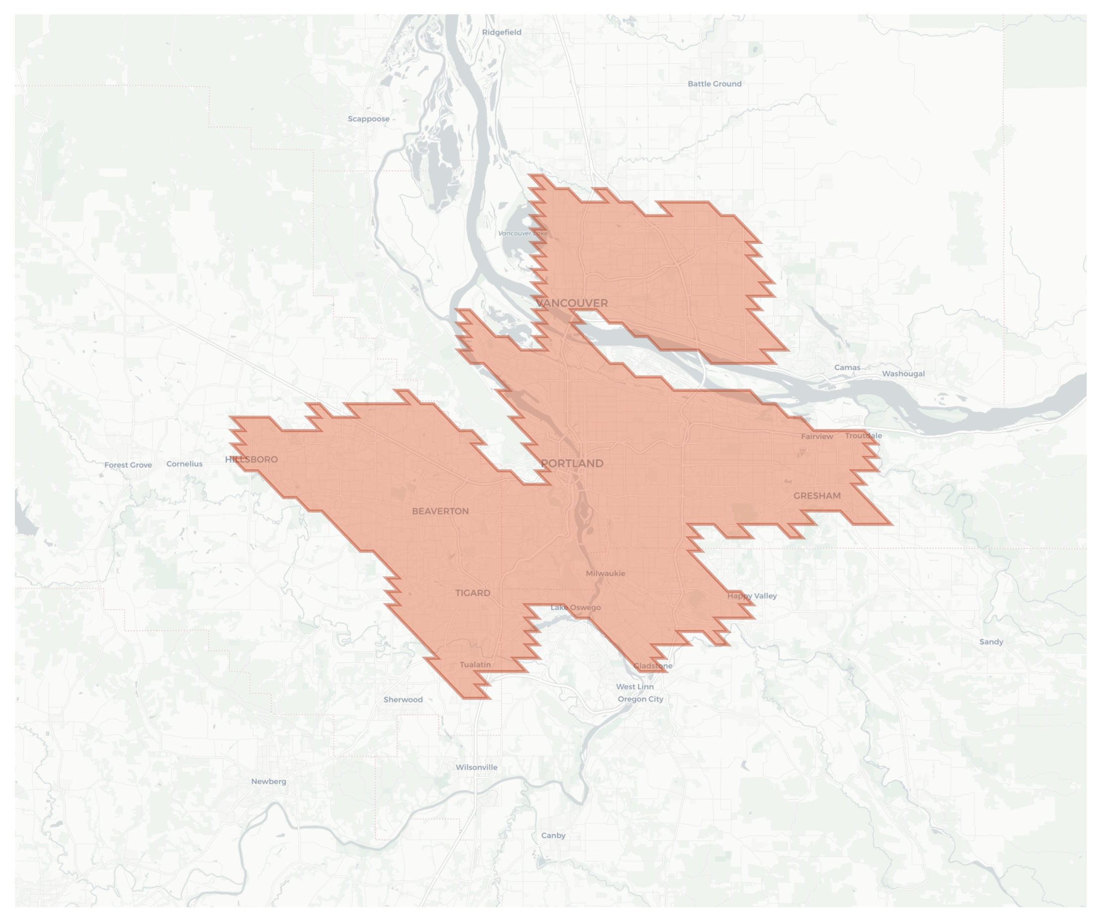 Portland geographic map