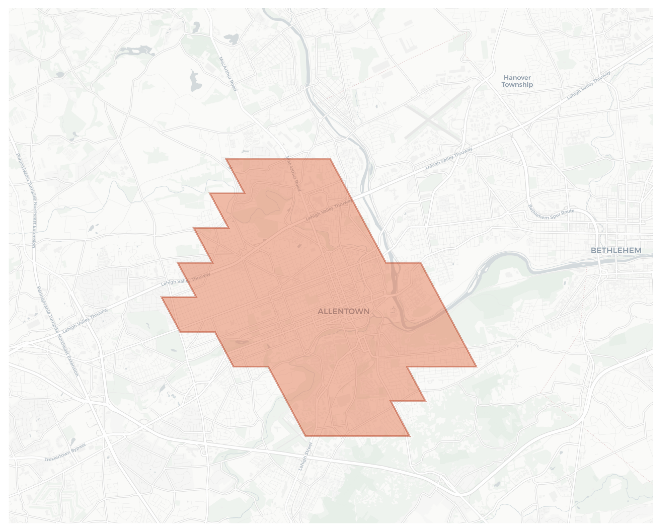 Allentown geographic map