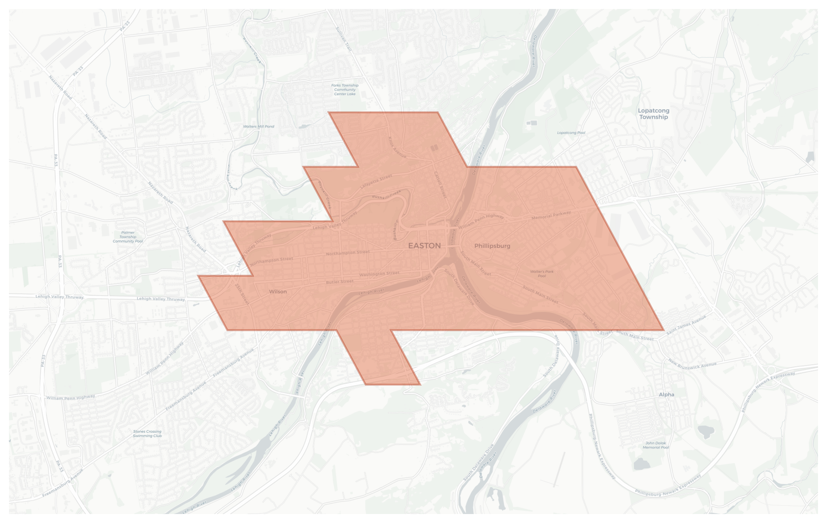 Easton geographic map