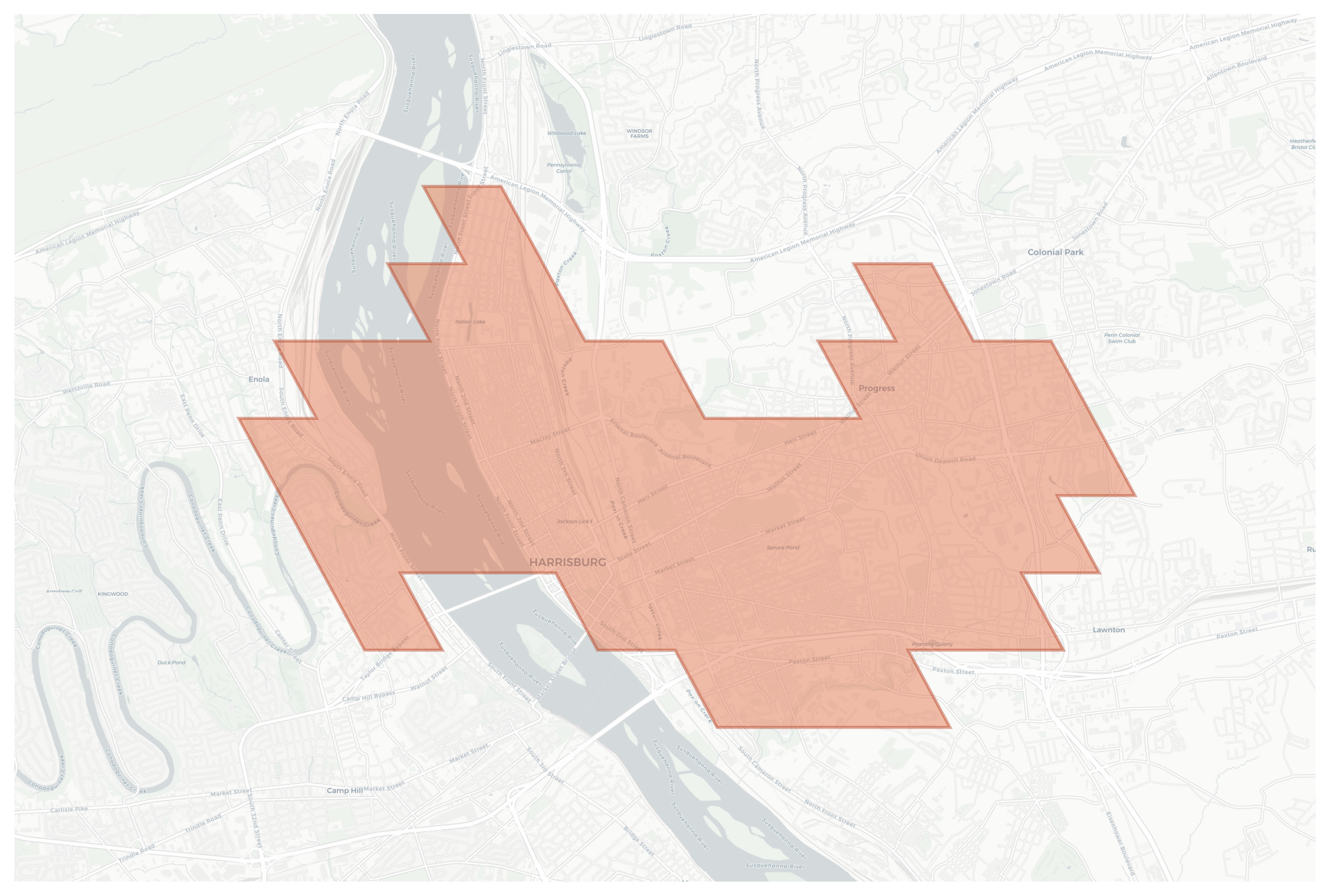 Harrisburg geographic map
