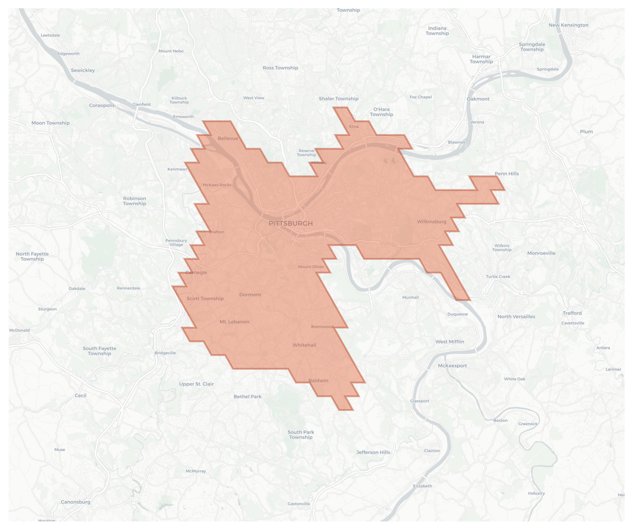 Pittsburgh geographic map