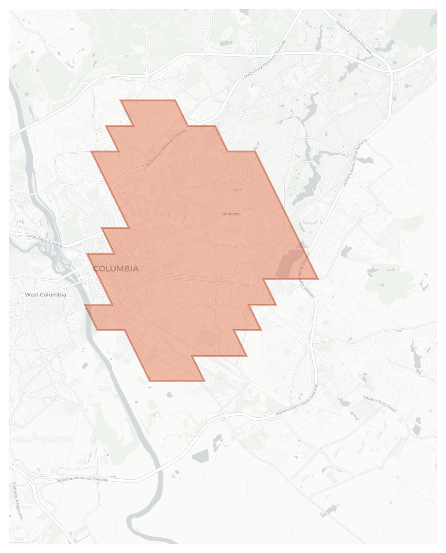 Columbia geographic map