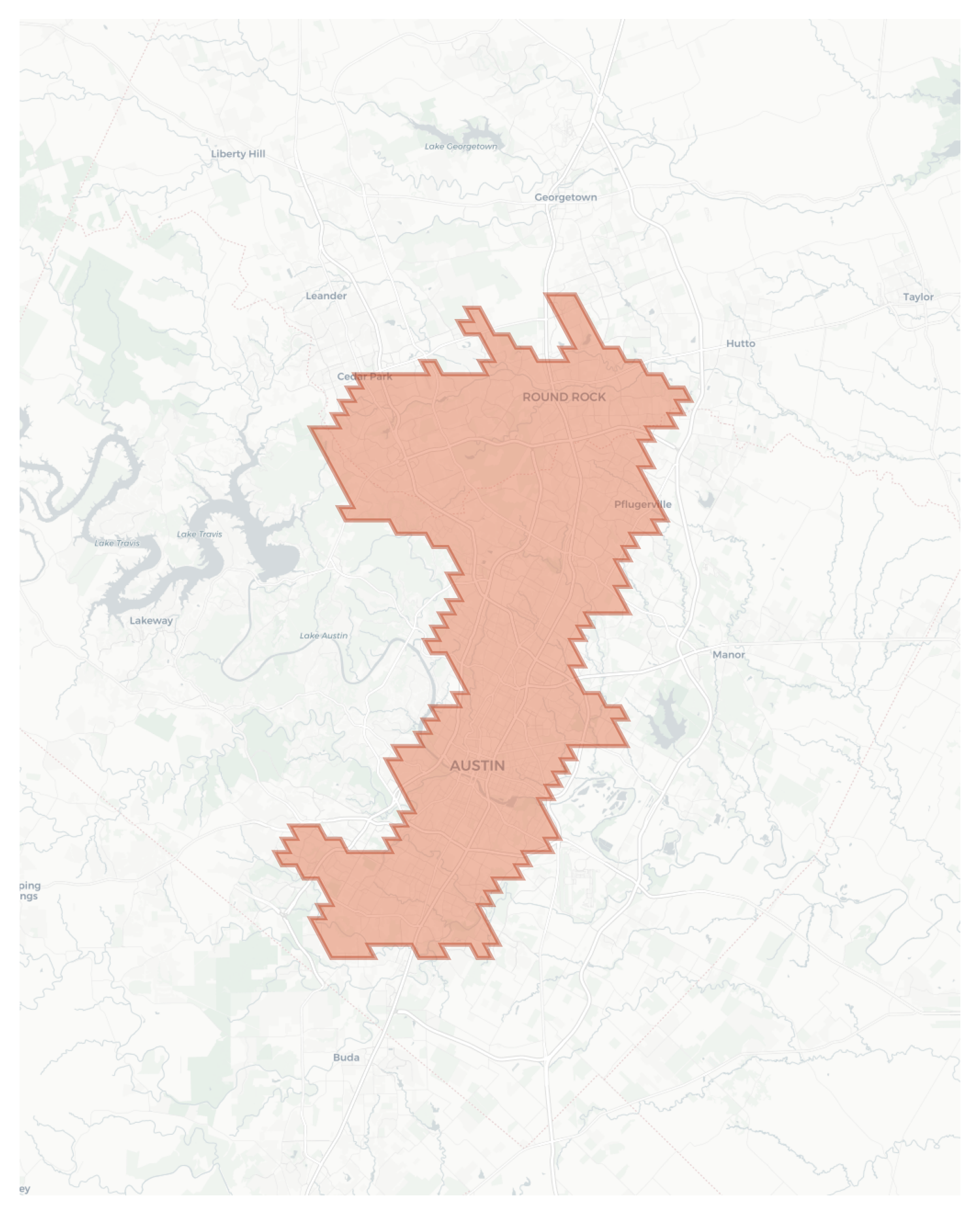 Austin geographic map