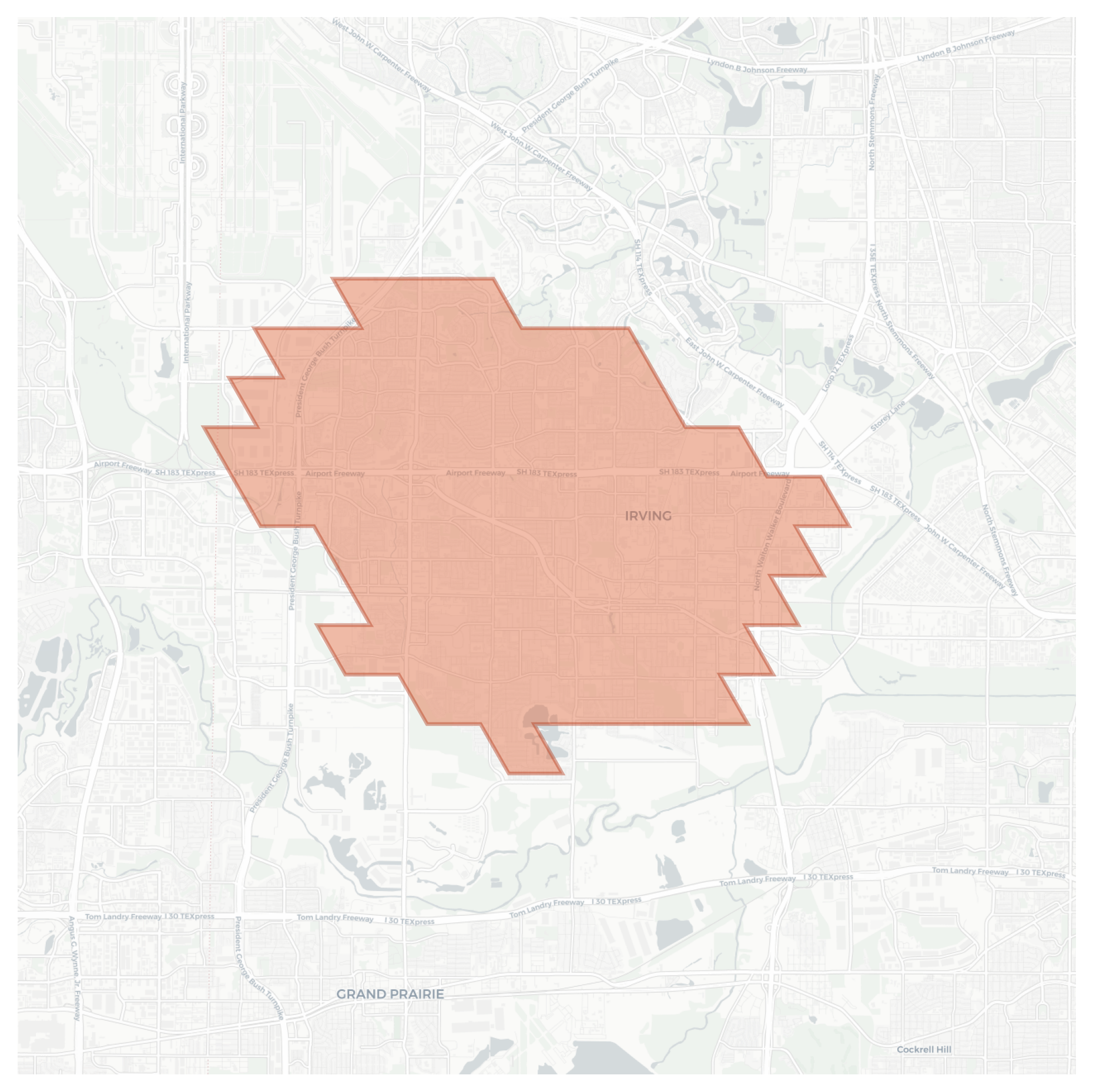 Irving geographic map