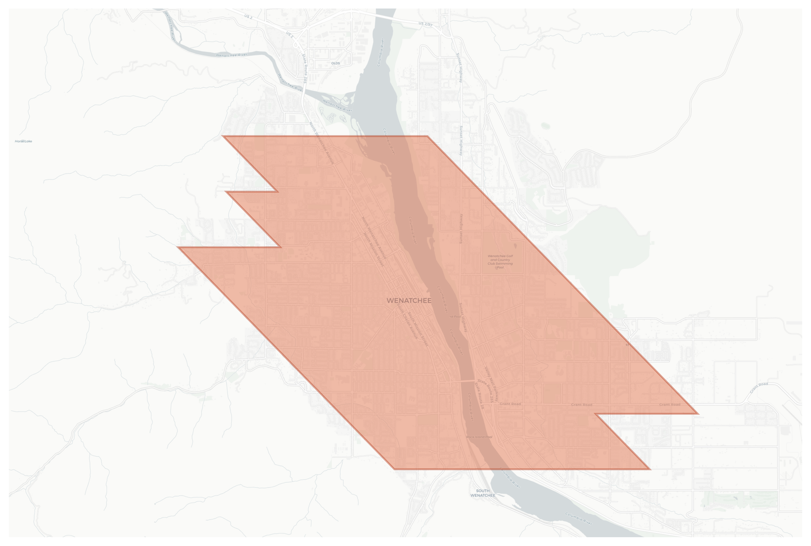 Wenatchee geographic map