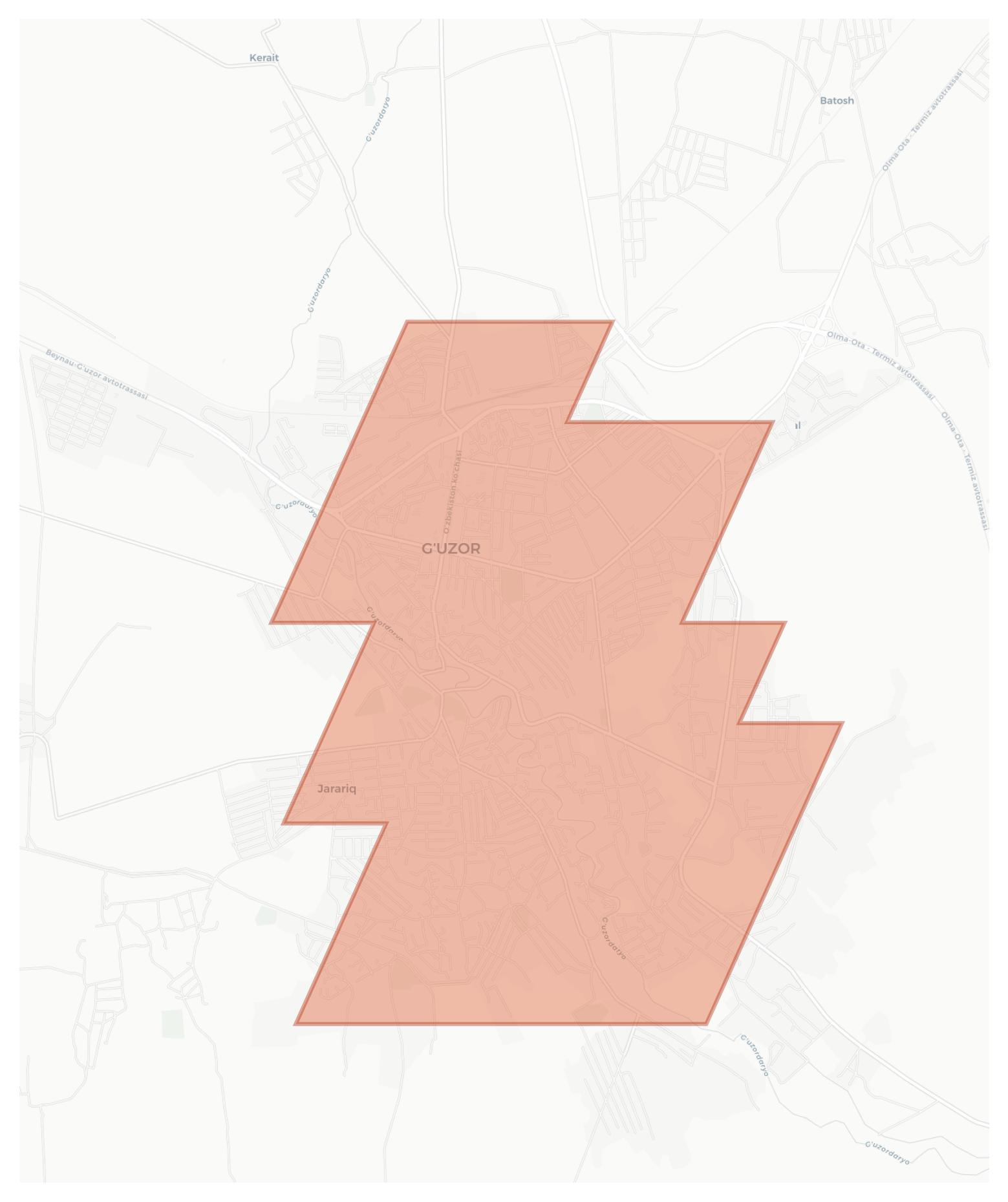 Gʻuzor geographic map