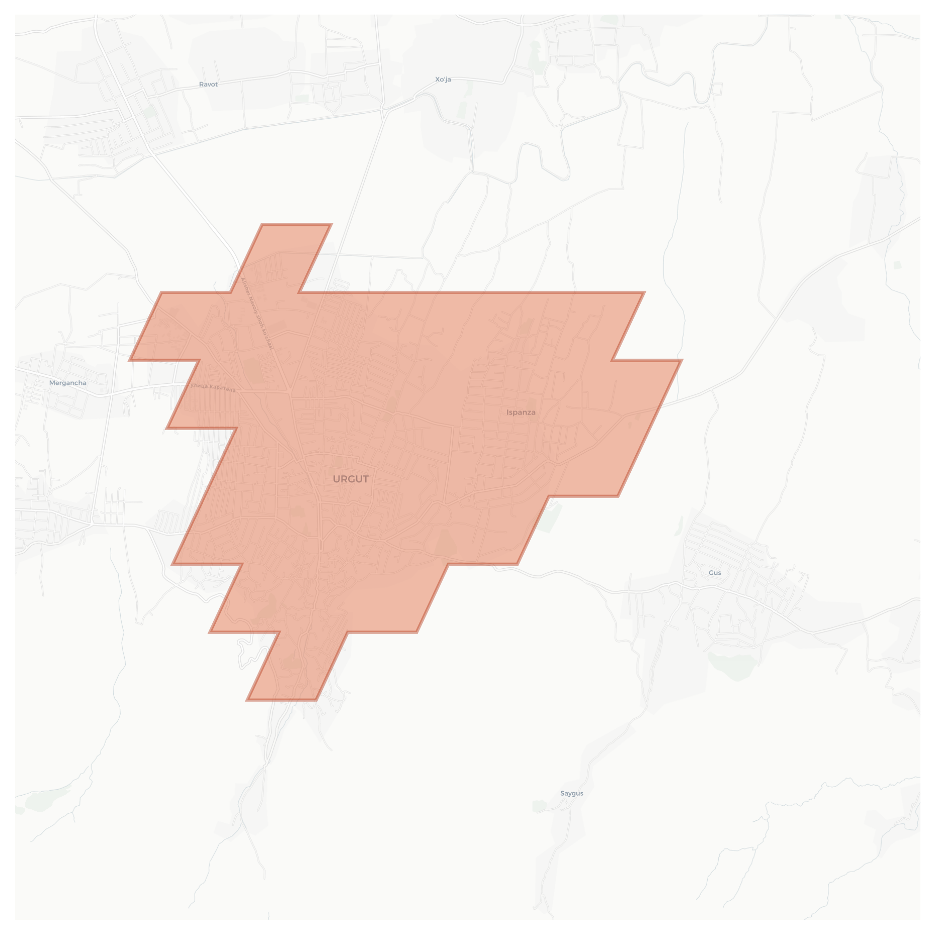 Urgut geographic map