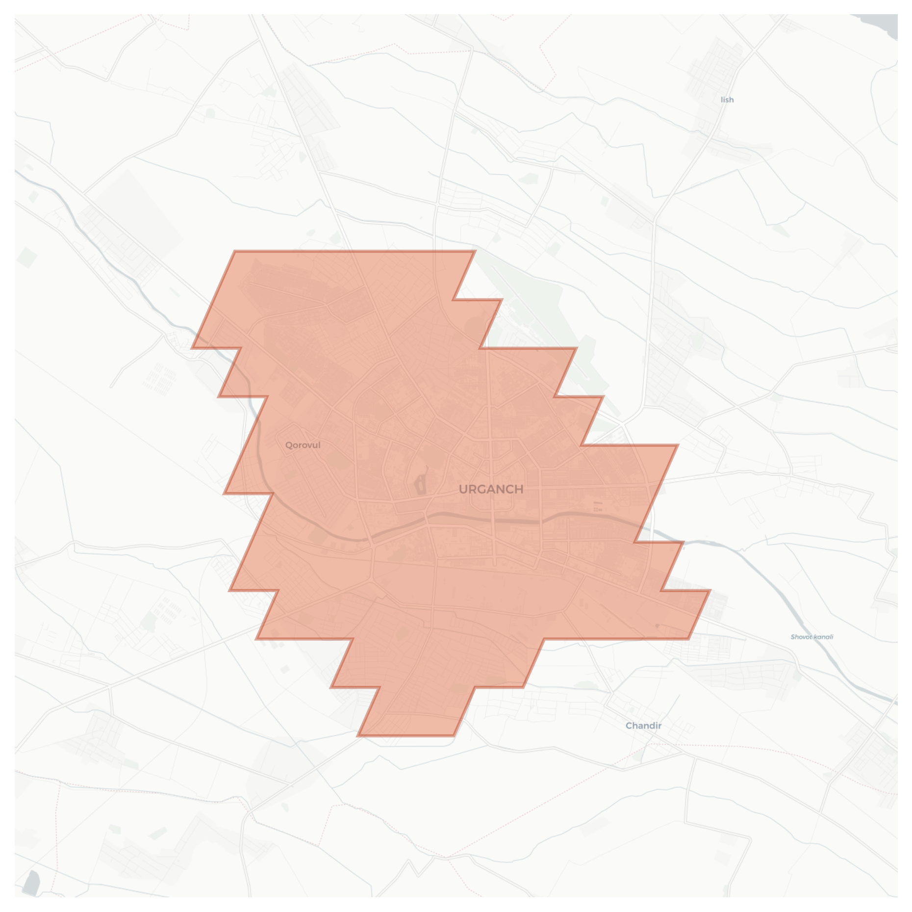 Urgench geographic map