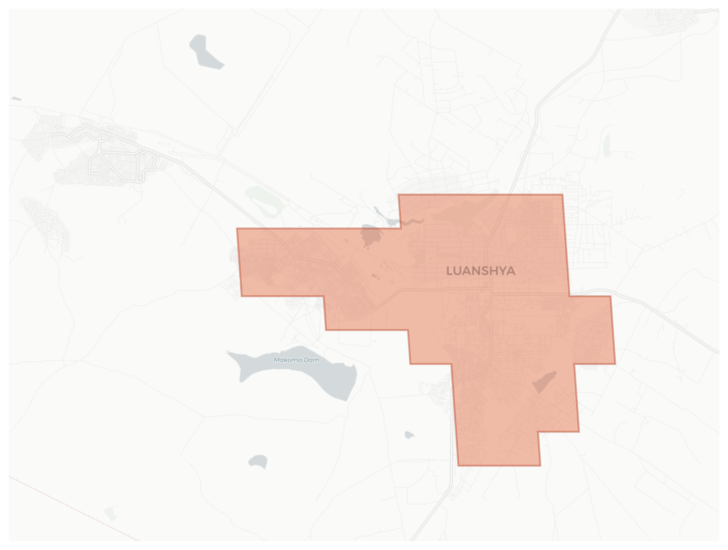 Luanshya geographic map