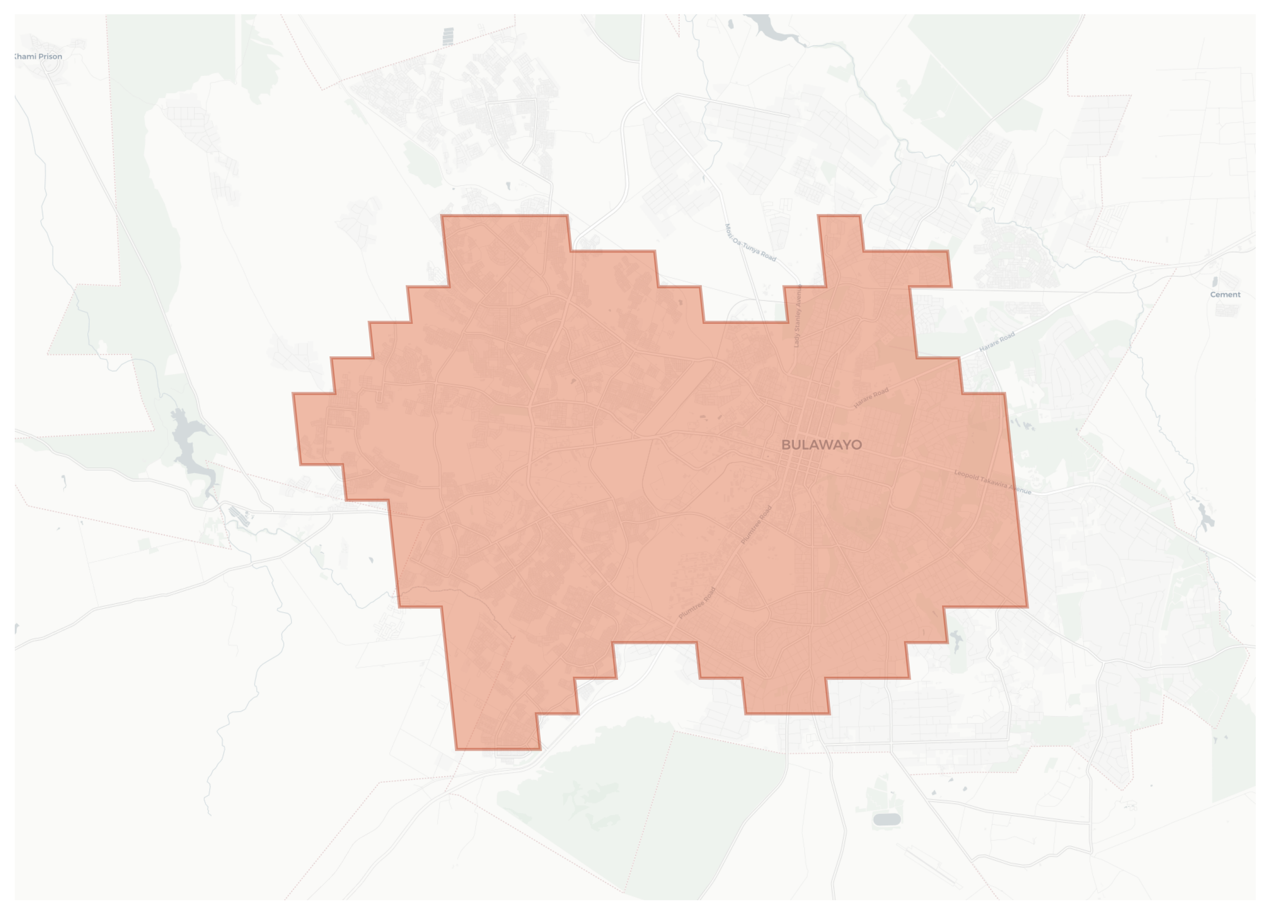 Bulawayo geographic map