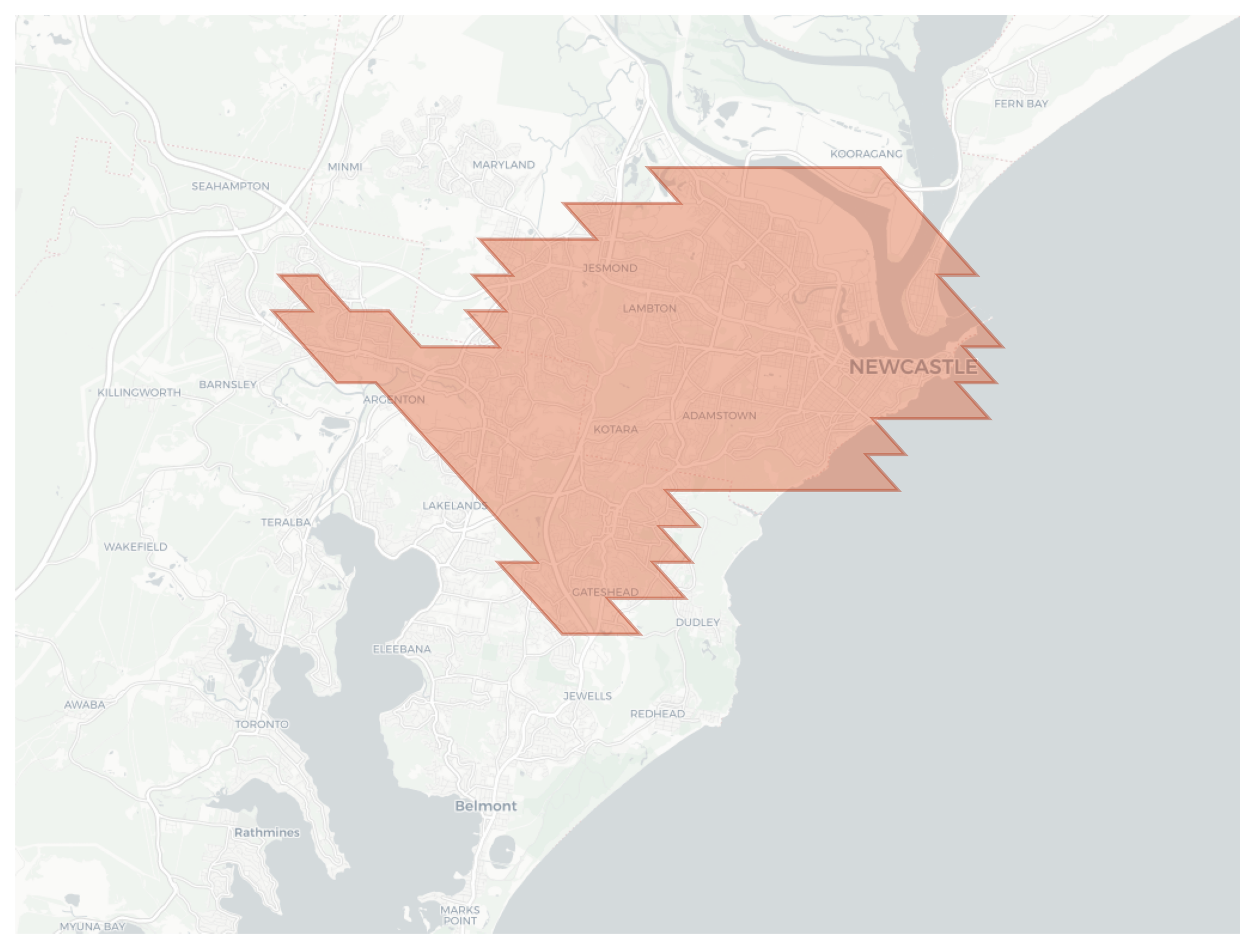 Newcastle geographic map