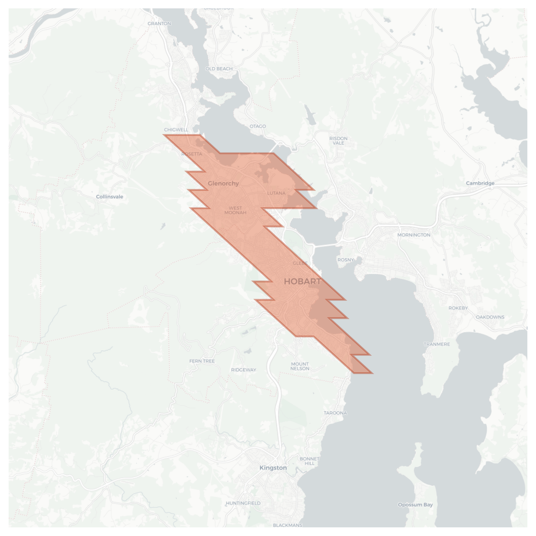 Hobart geographic map