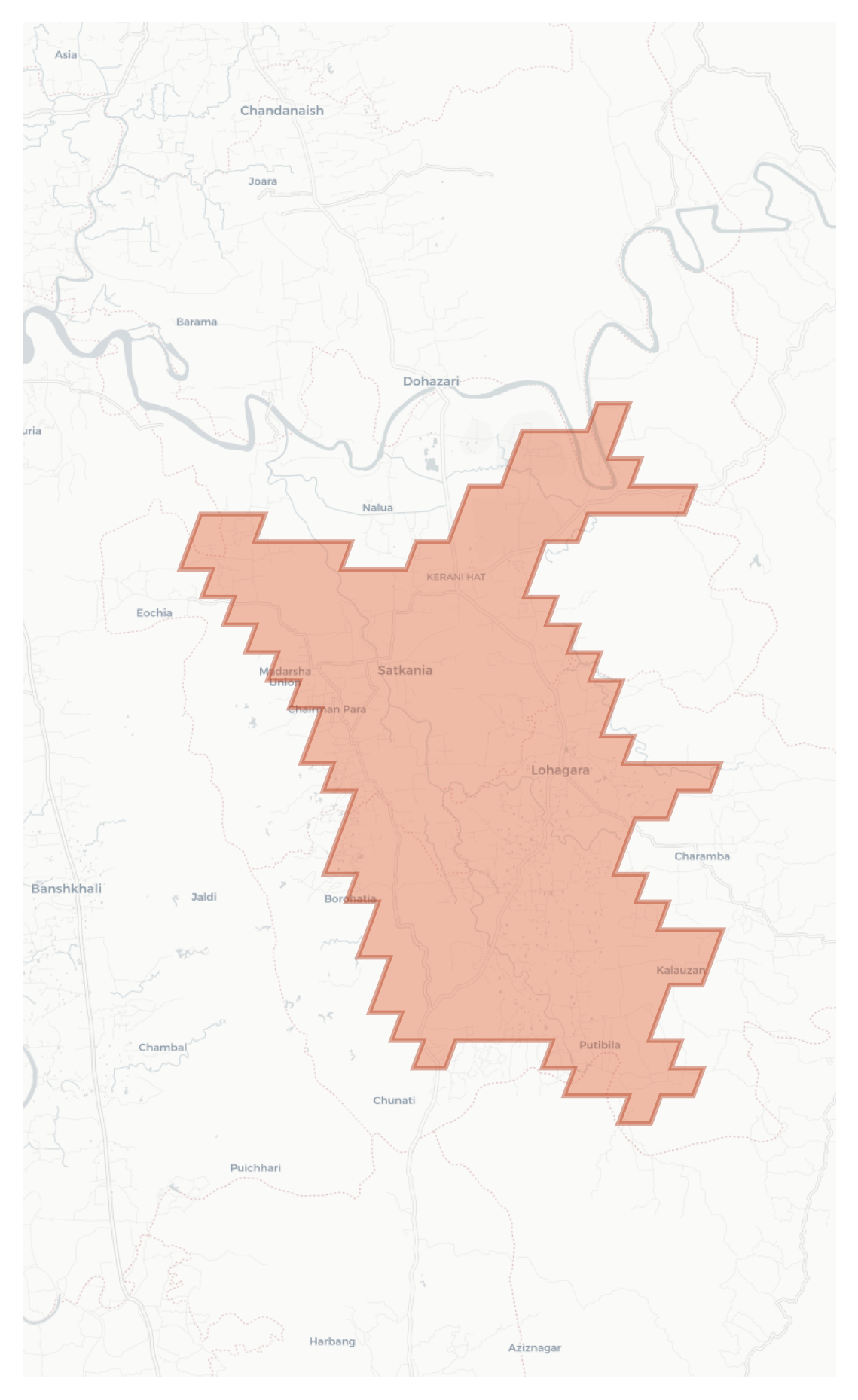 Satkania geographic map