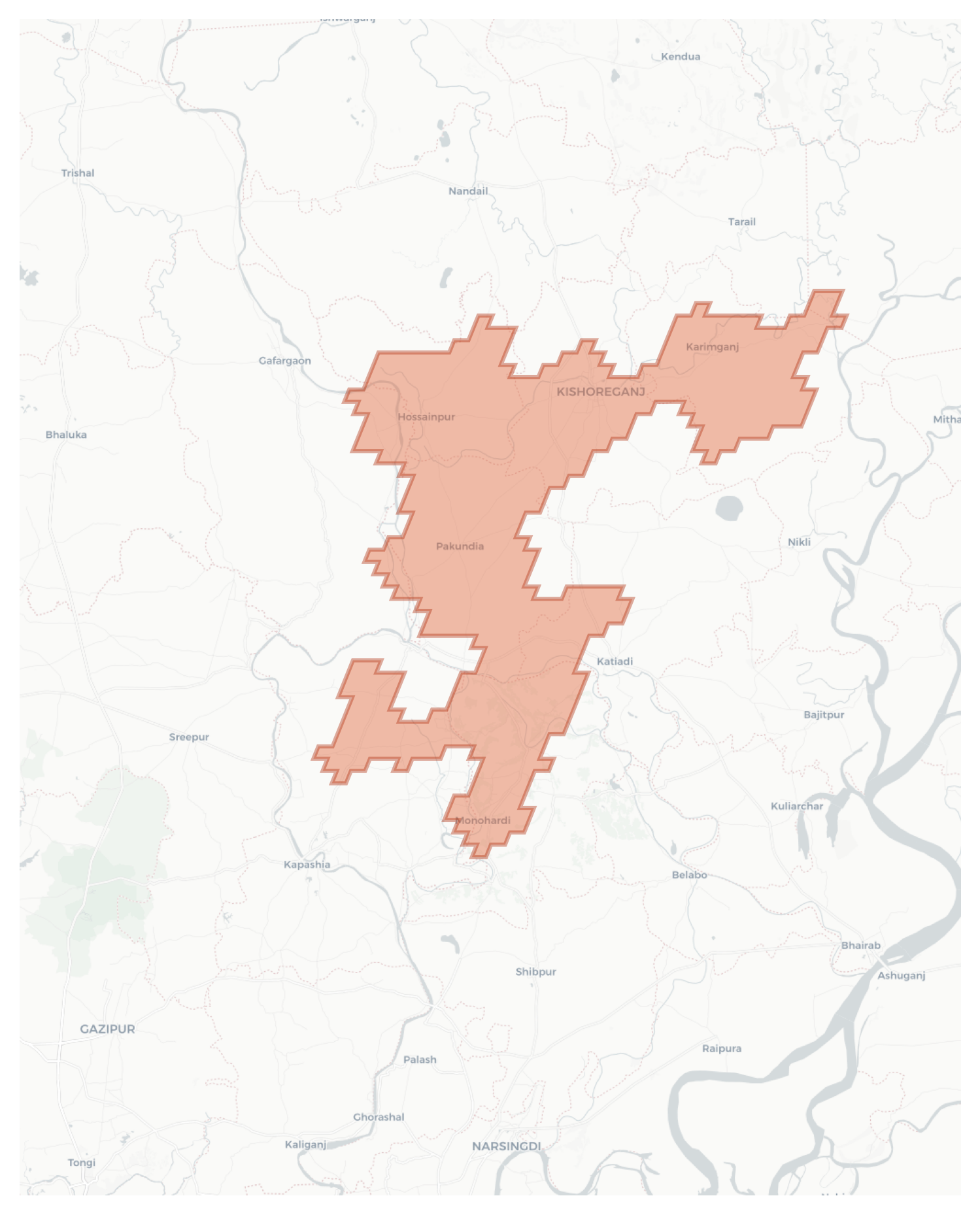 Kishoreganj geographic map