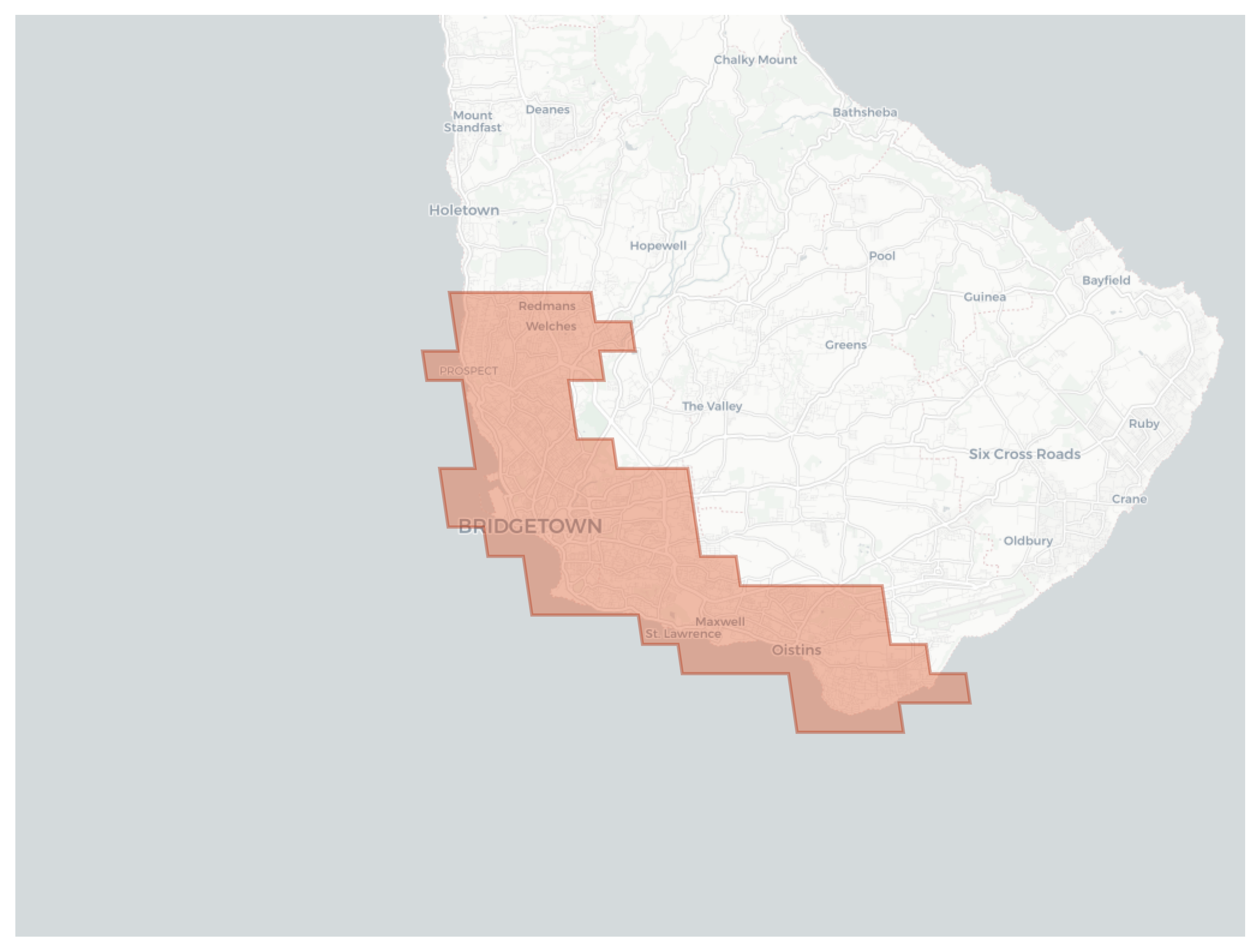 Bridgetown geographic map