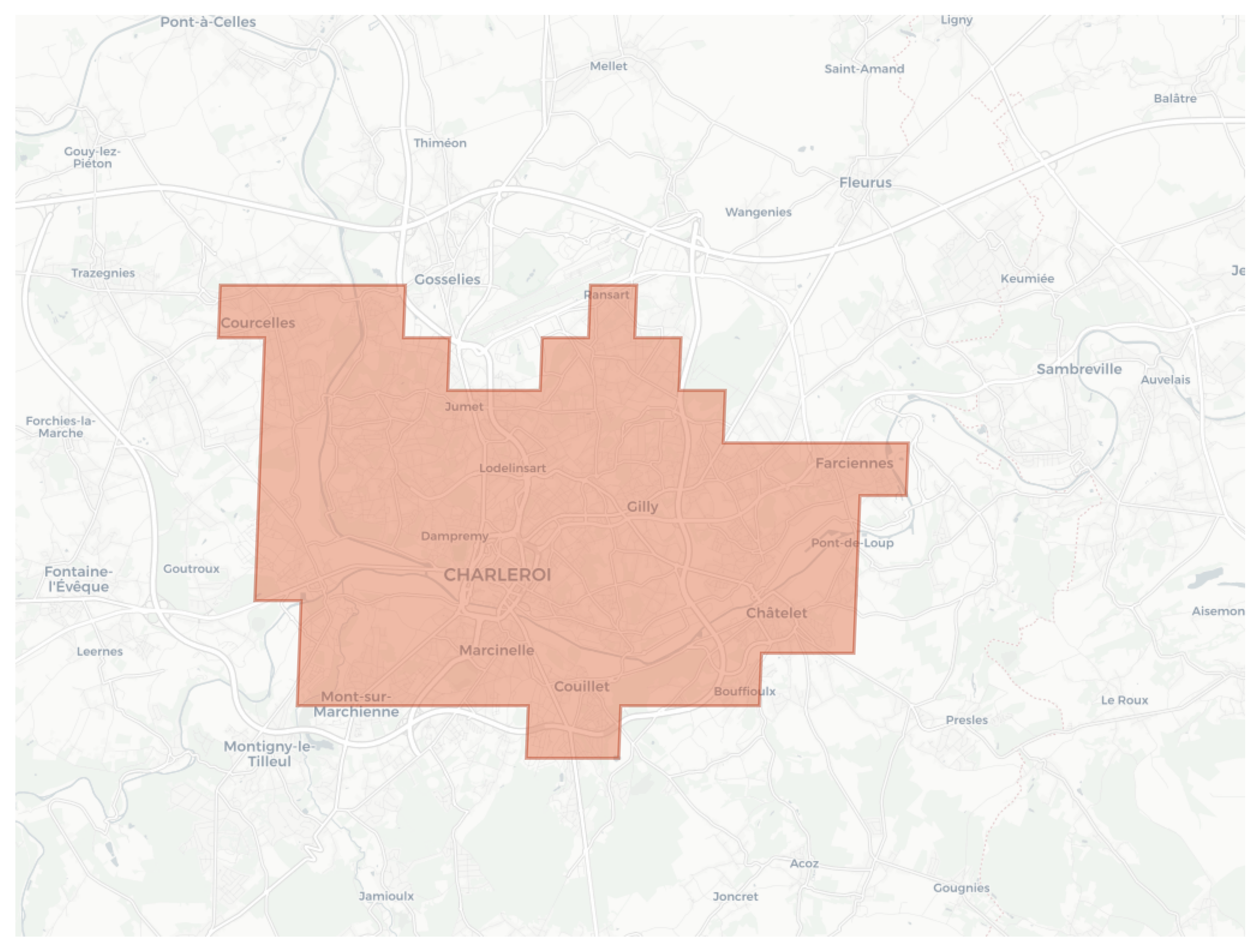 Charleroi geographic map
