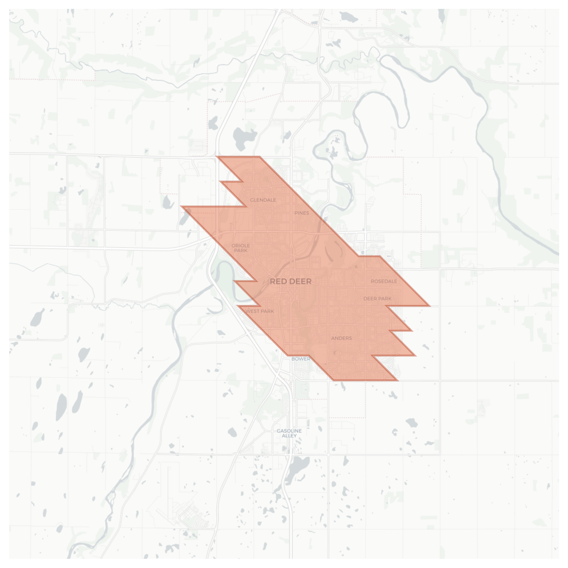 Red Deer geographic map