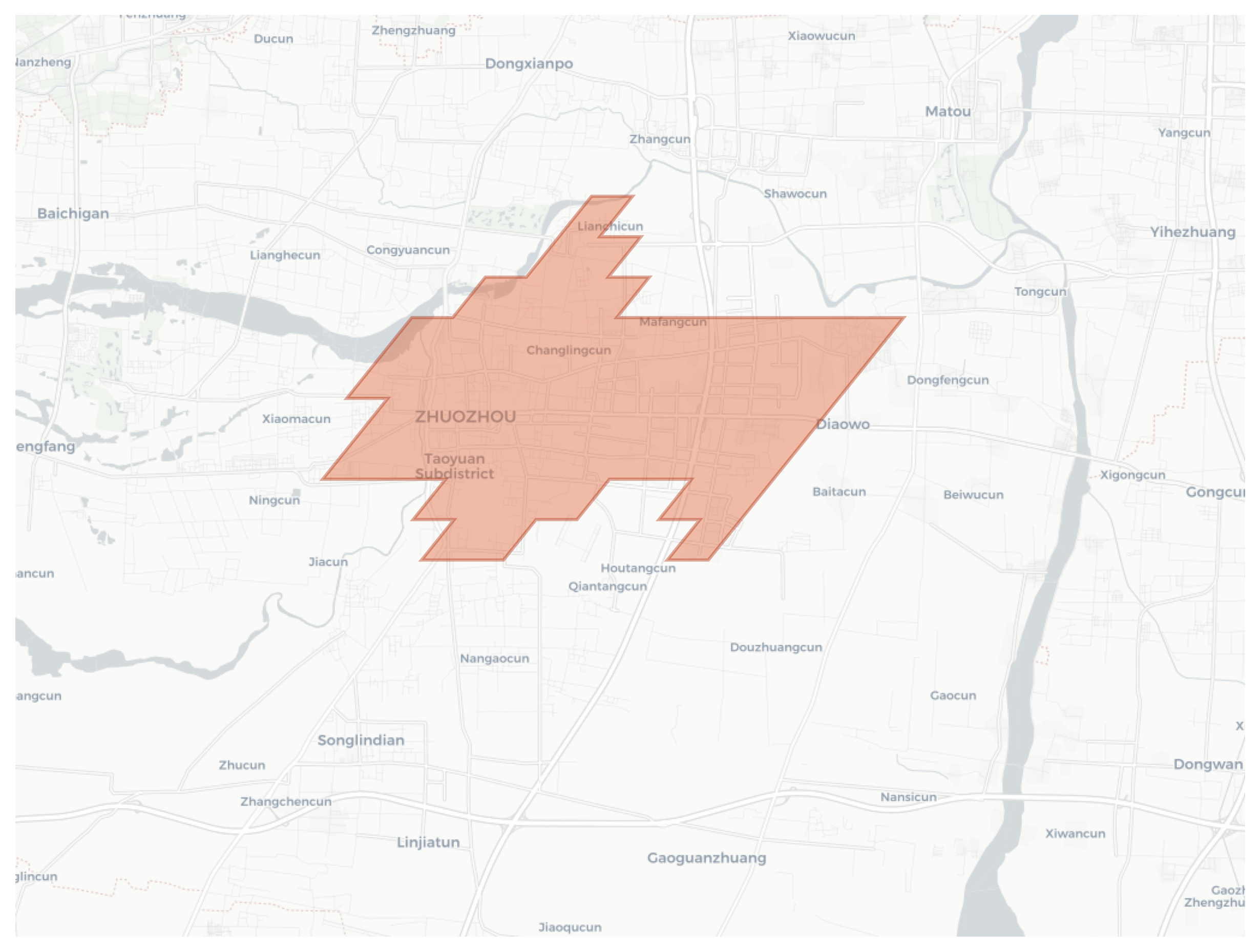 Zhuozhou geographic map