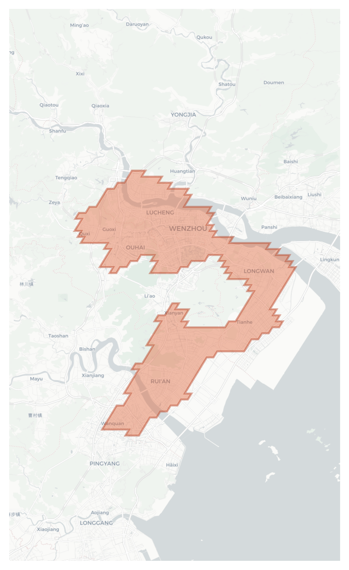 Wenzhou geographic map