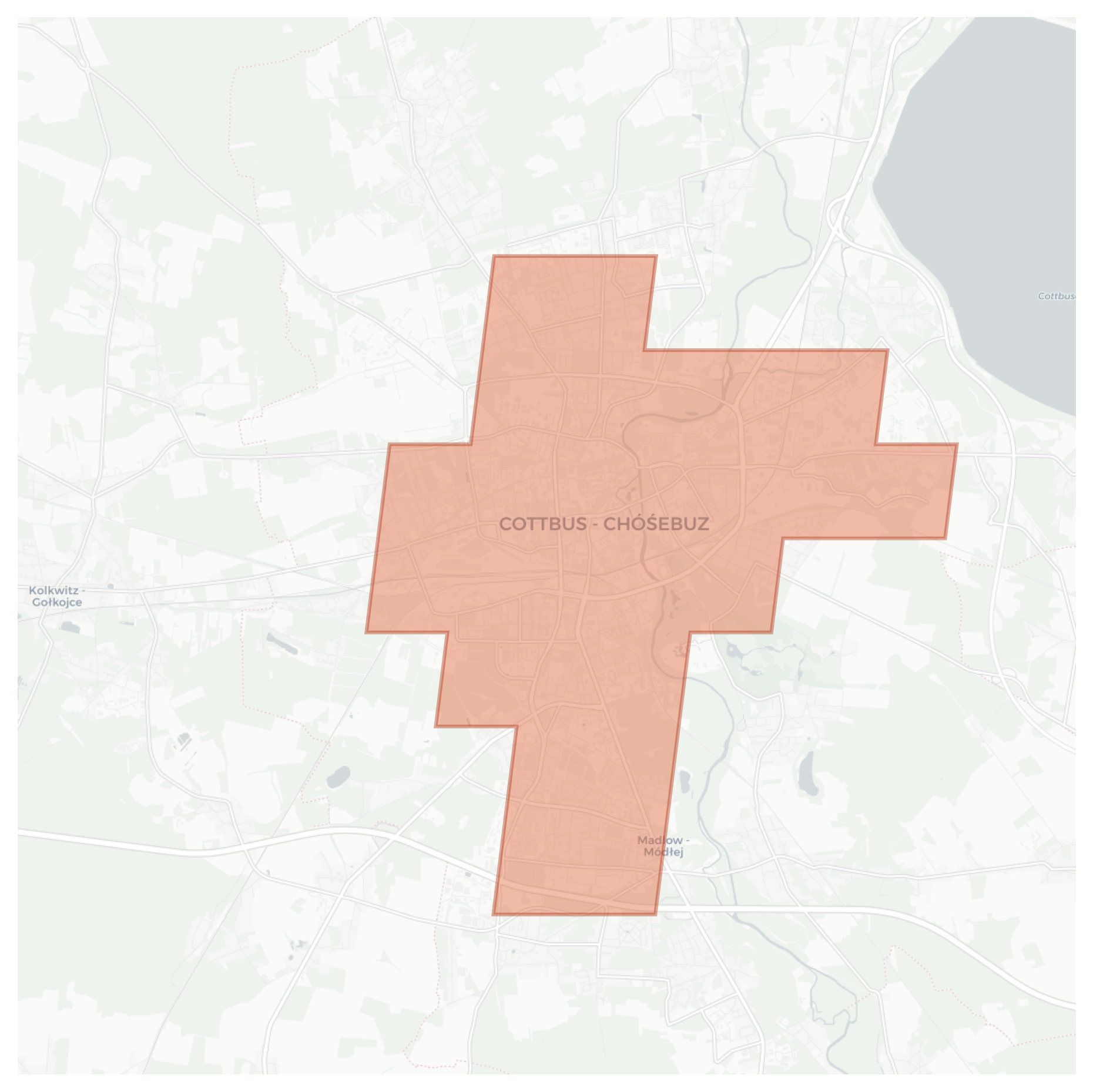Cottbus - Chóśebuz geographic map