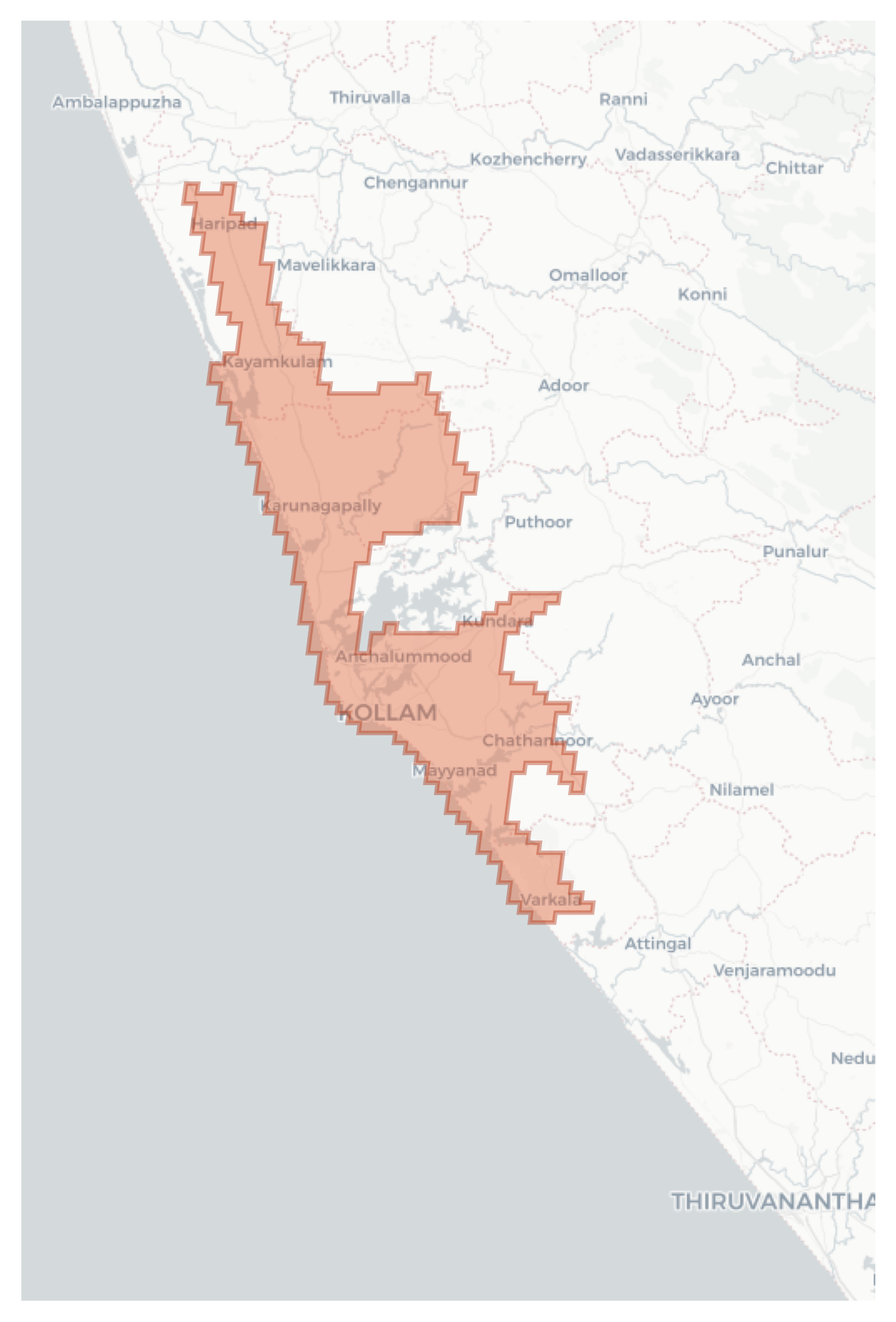 Kollam geographic map
