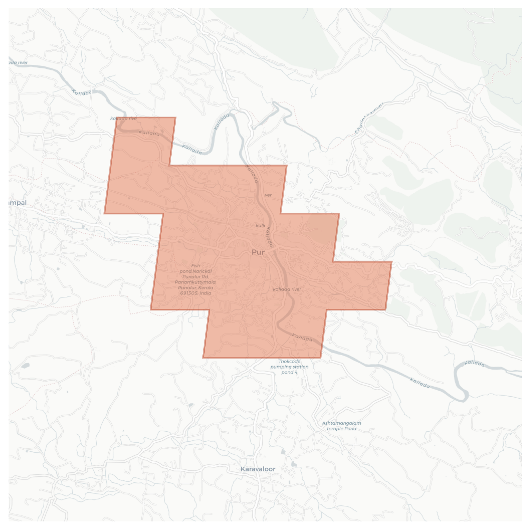 Punalur geographic map