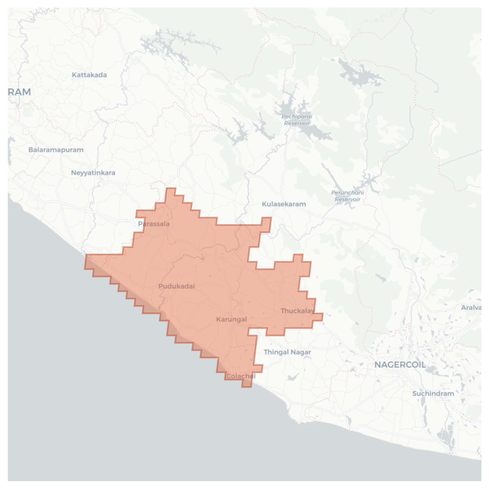 Colachel geographic map