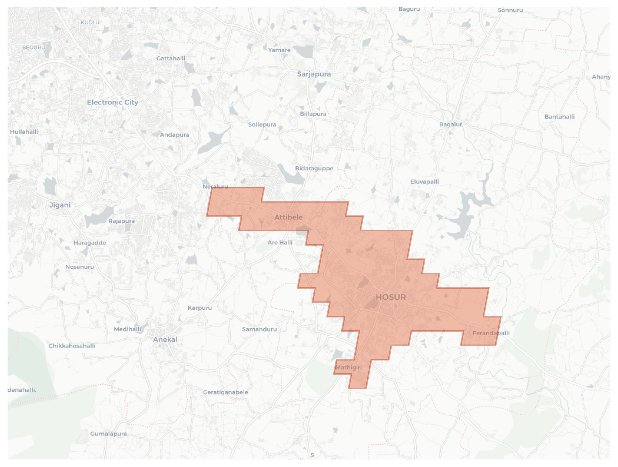 Hosur geographic map