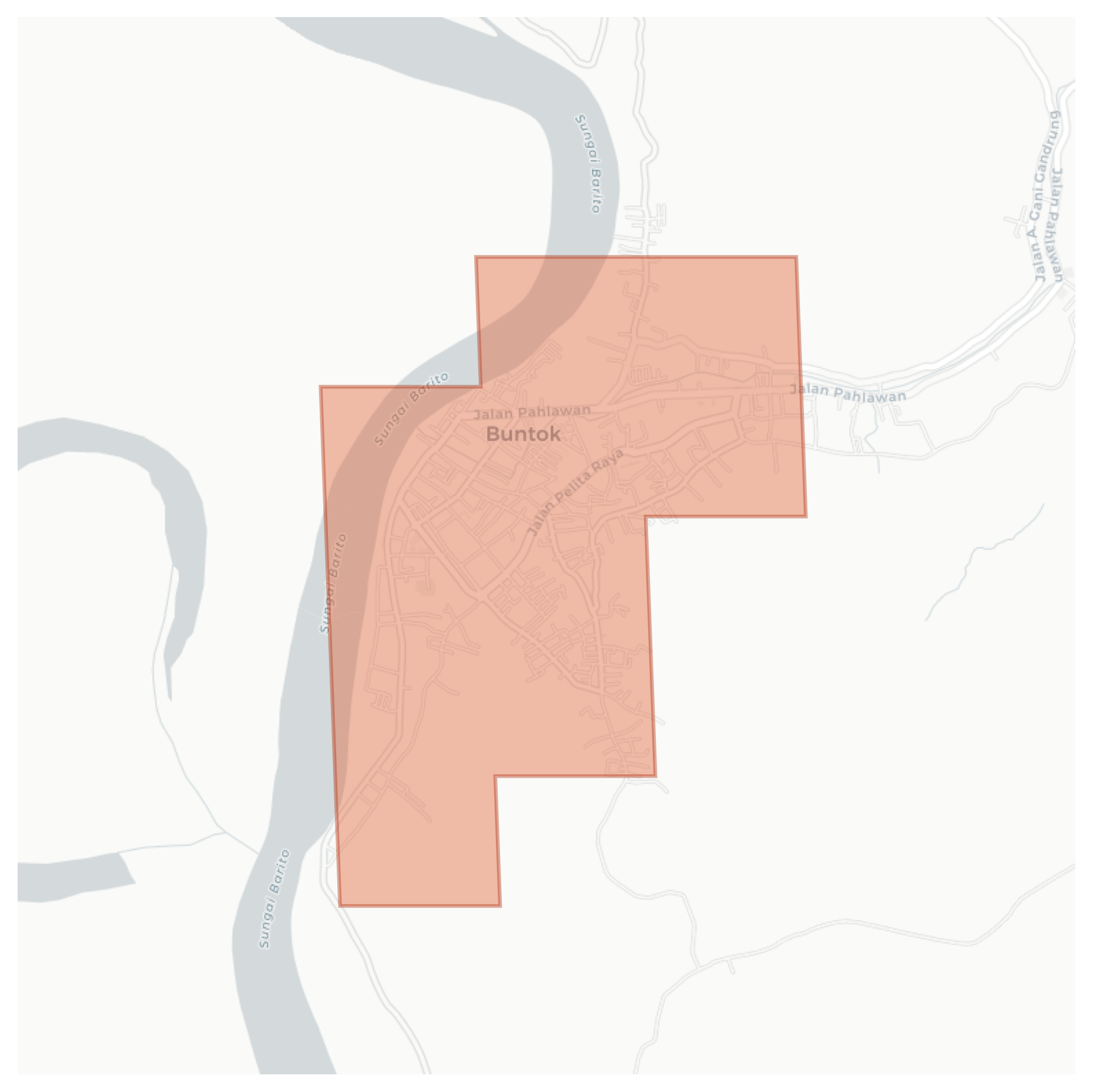 Buntok geographic map