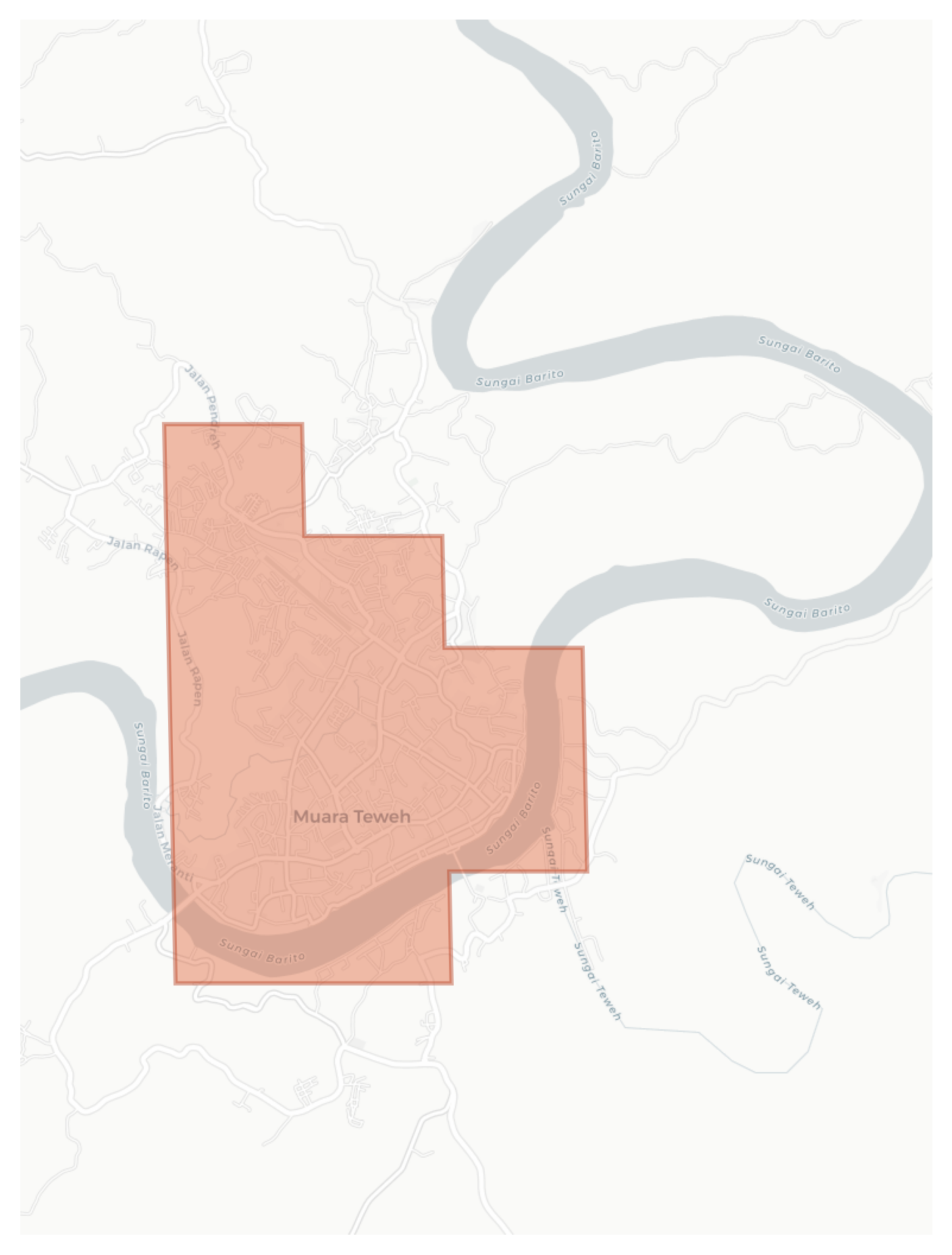 Muaratewe geographic map