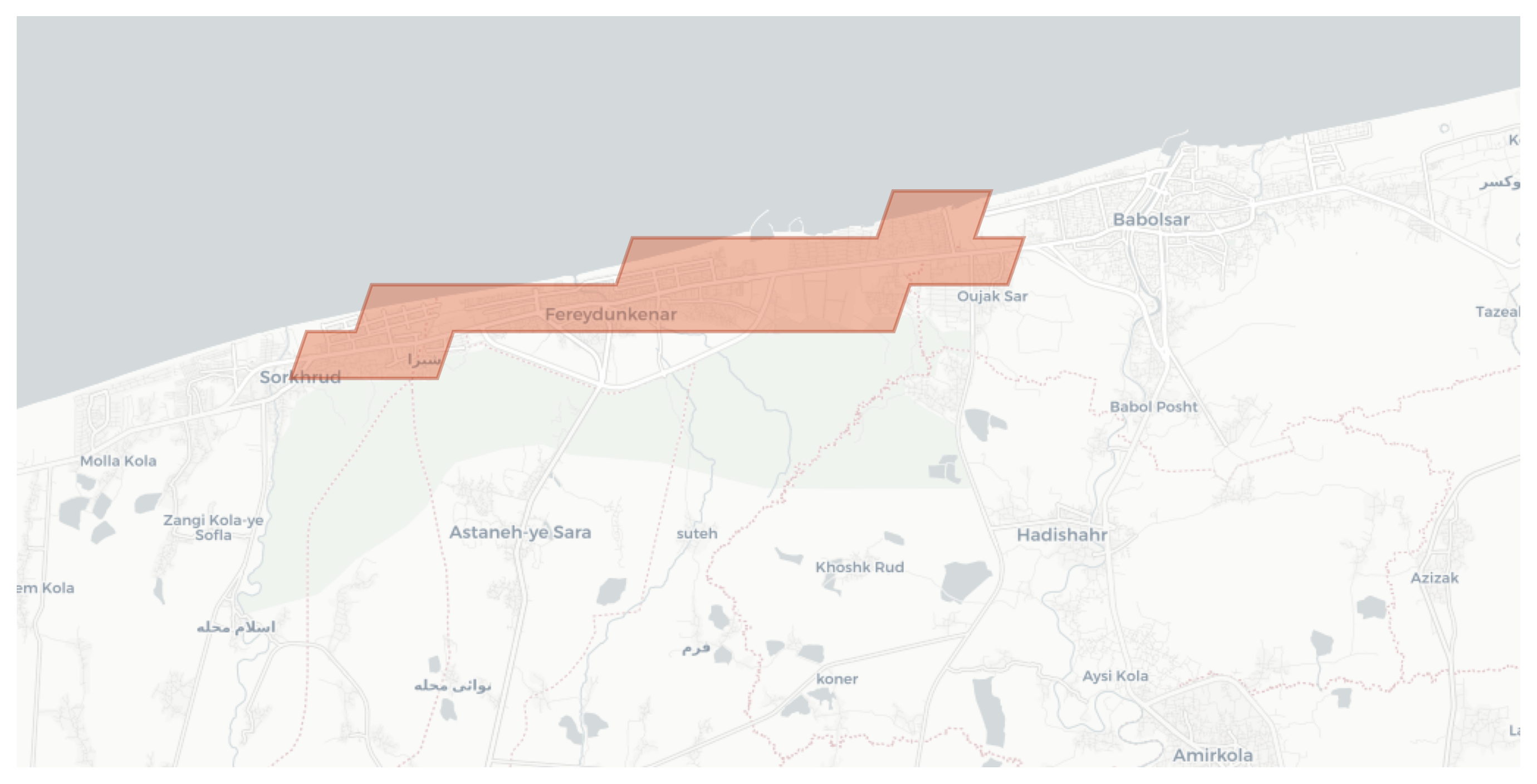 Fereydunkenar geographic map