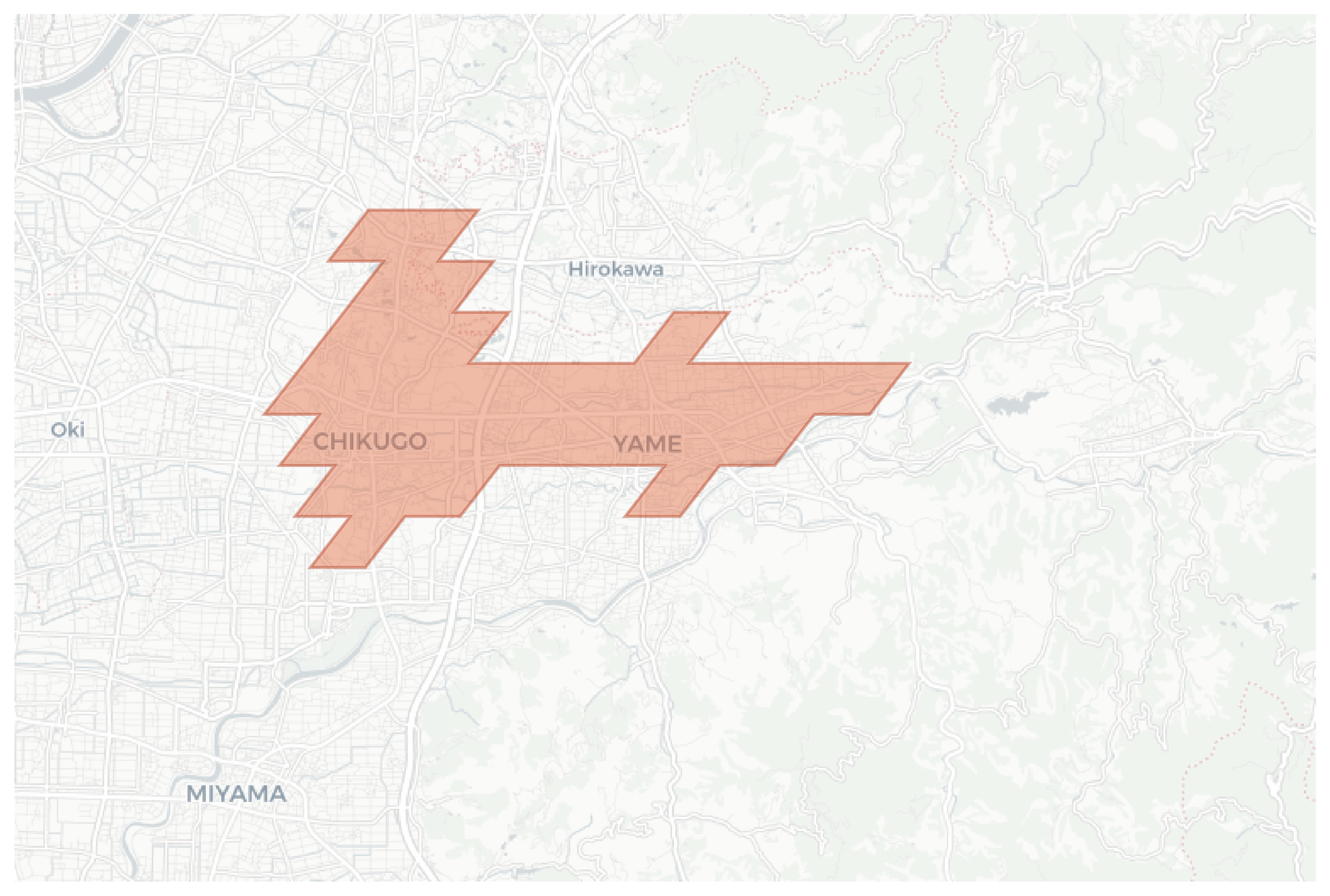 Yame geographic map