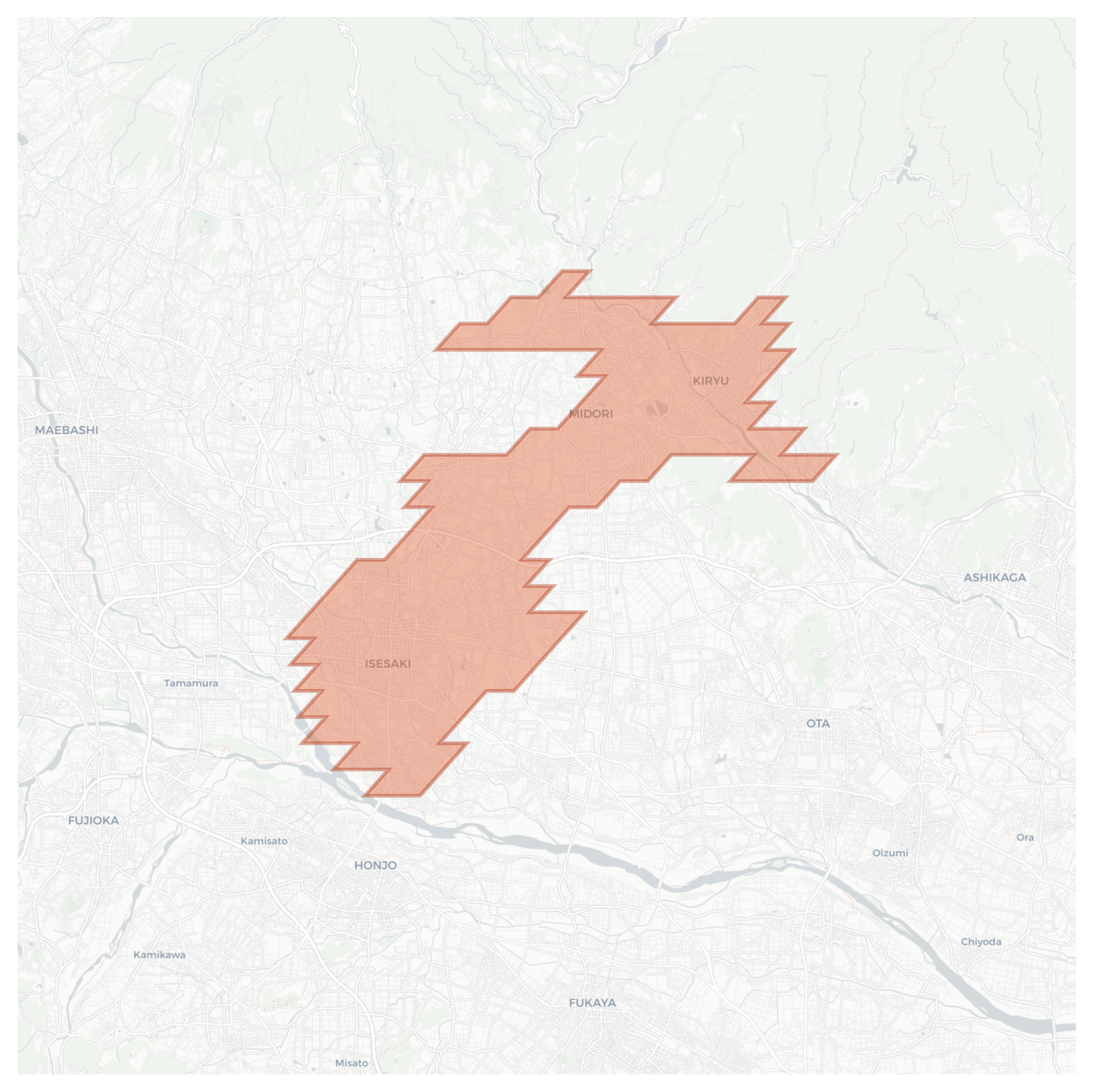 Isesaki geographic map