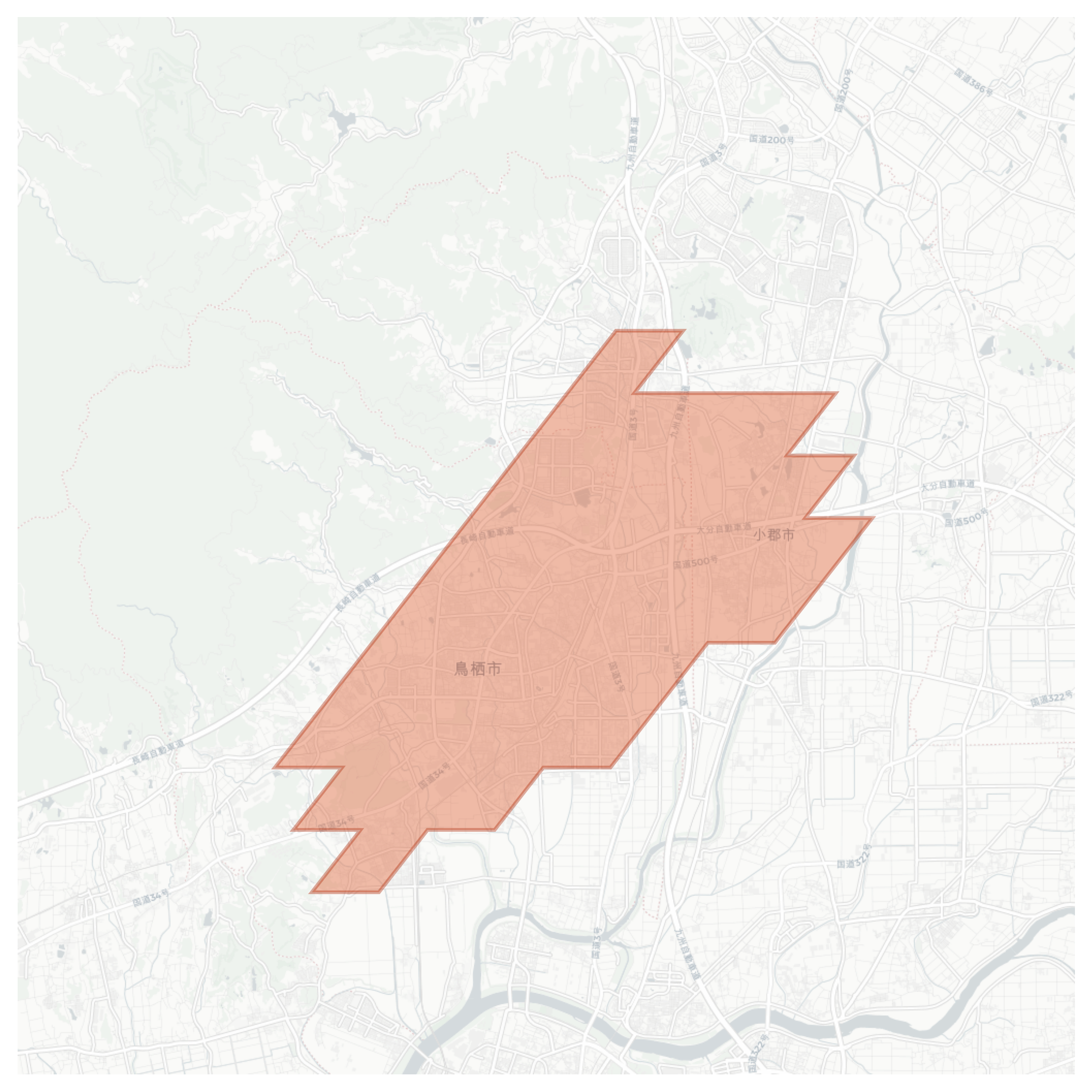 Tosu geographic map