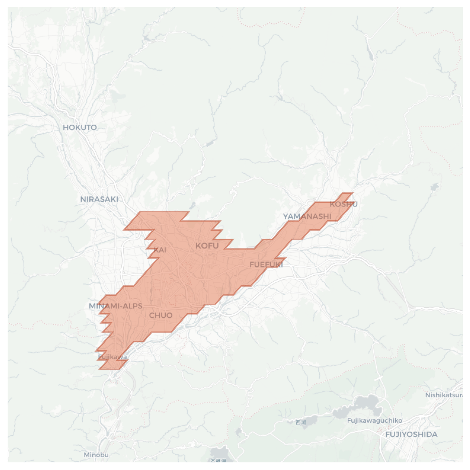 Kofu geographic map