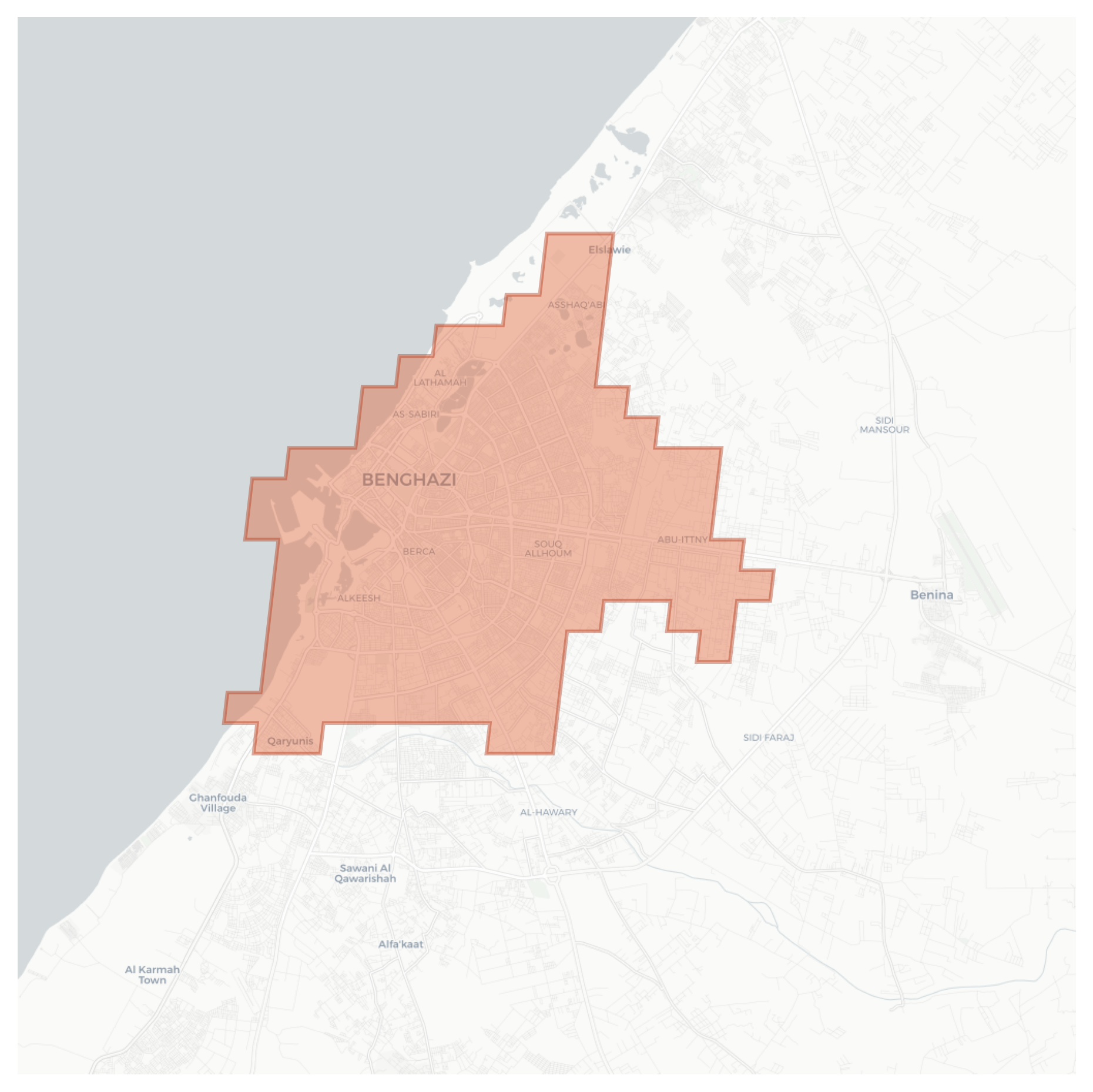 Benghazi geographic map