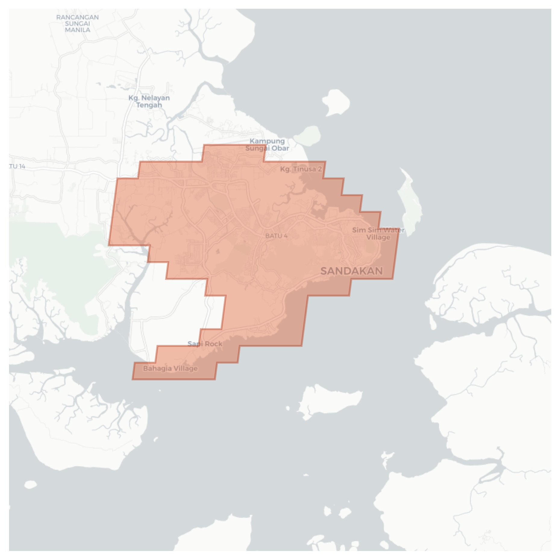 Sandakan geographic map