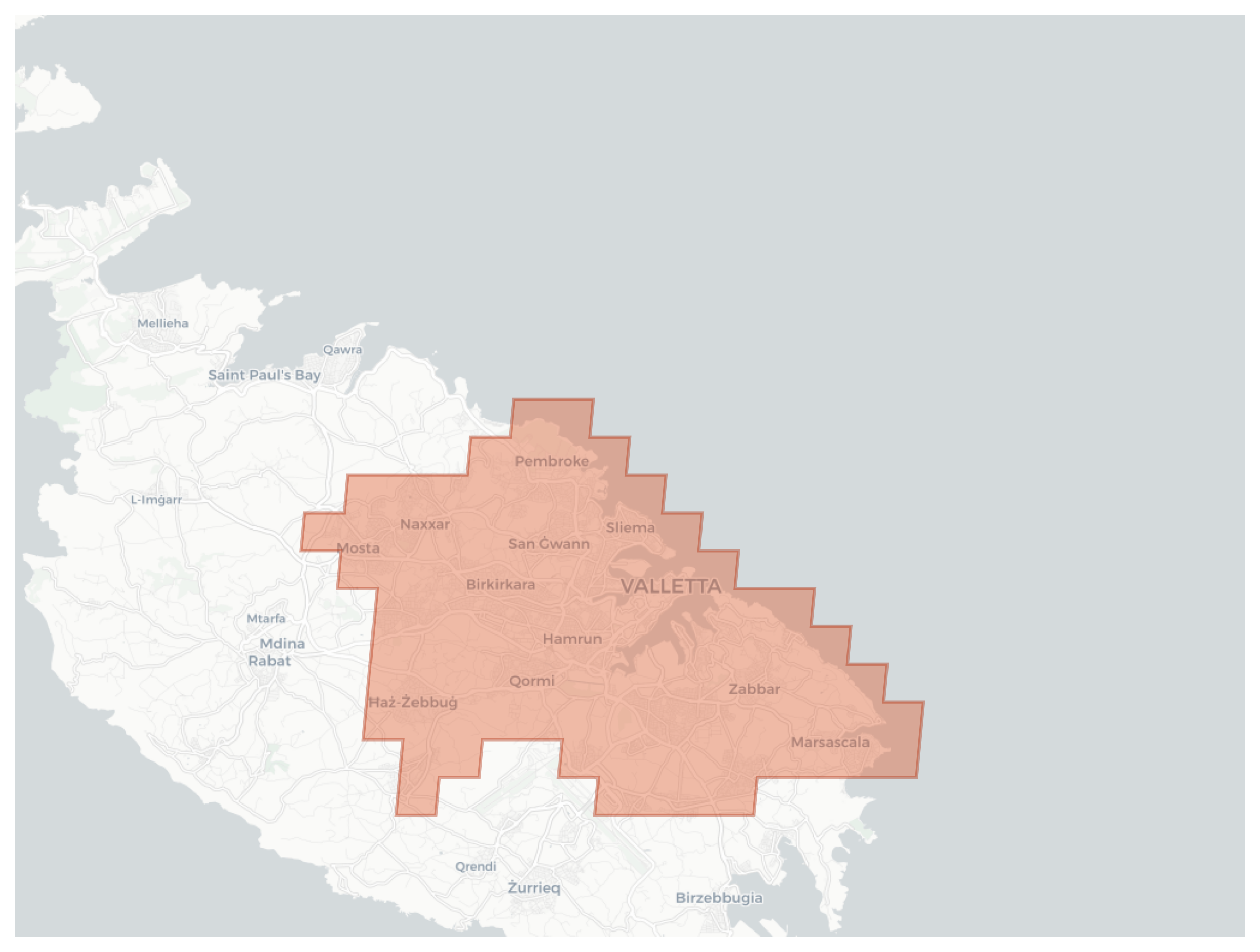 Valletta geographic map