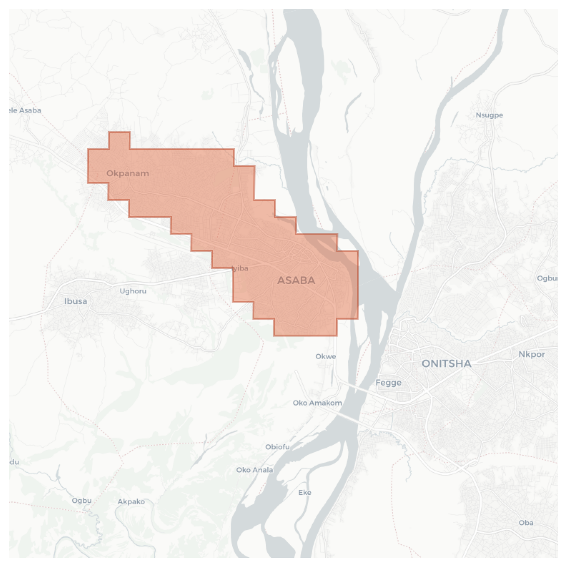 Asaba geographic map