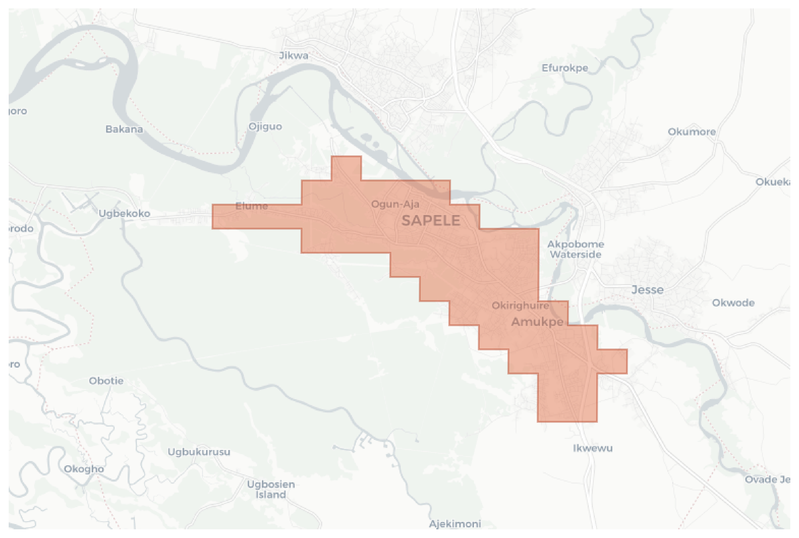 Sapele geographic map
