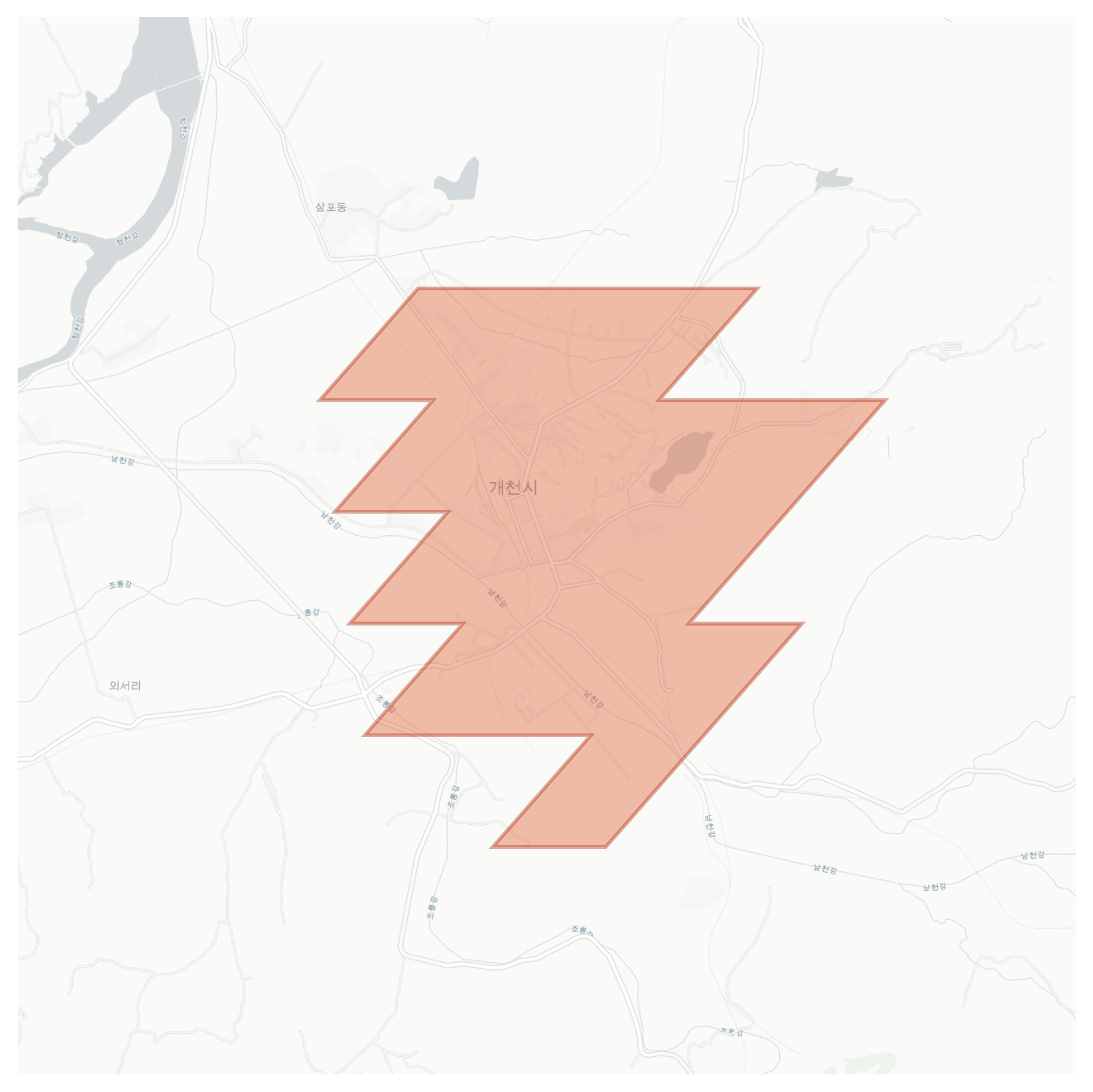 Kaechon geographic map