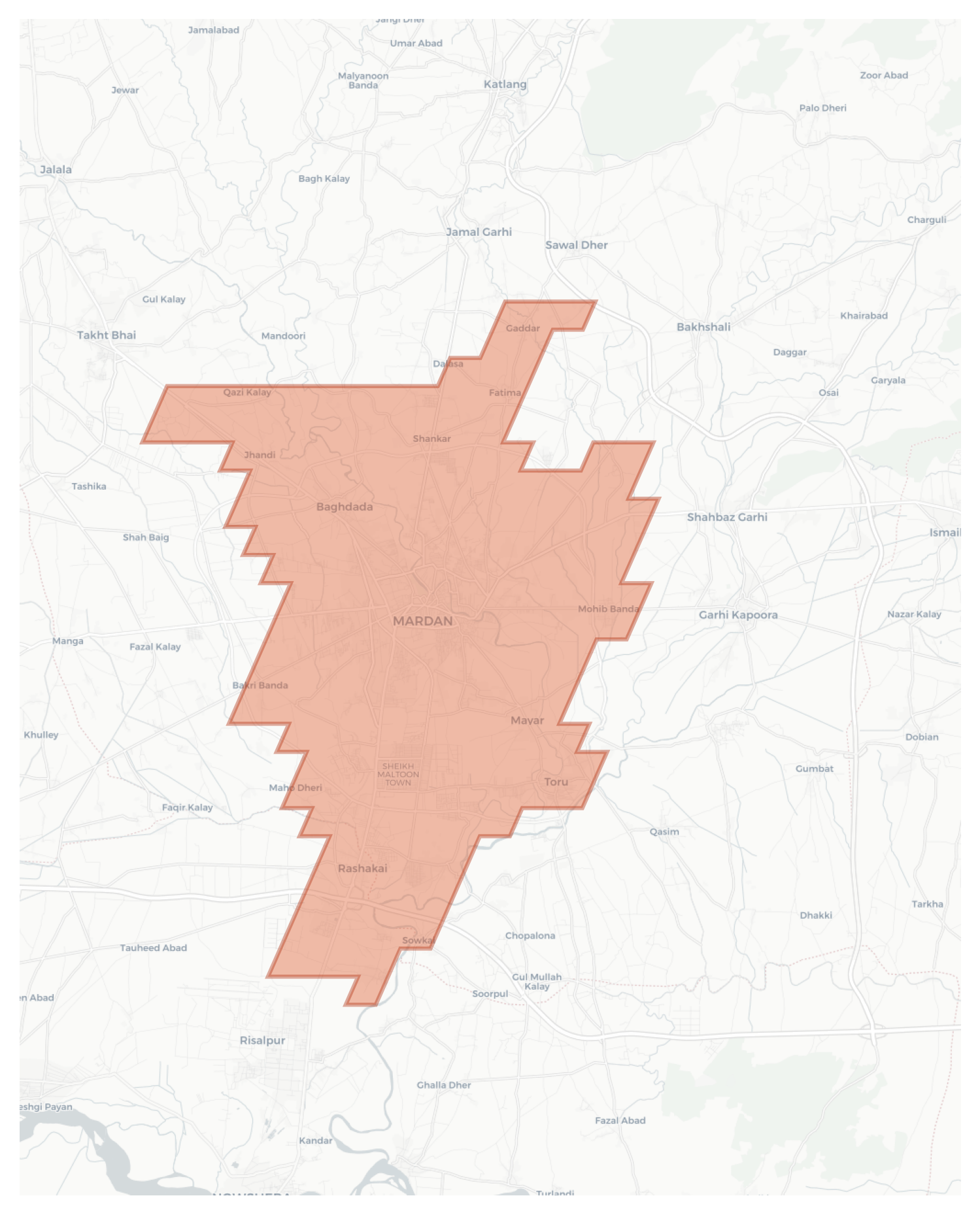 Mardan geographic map