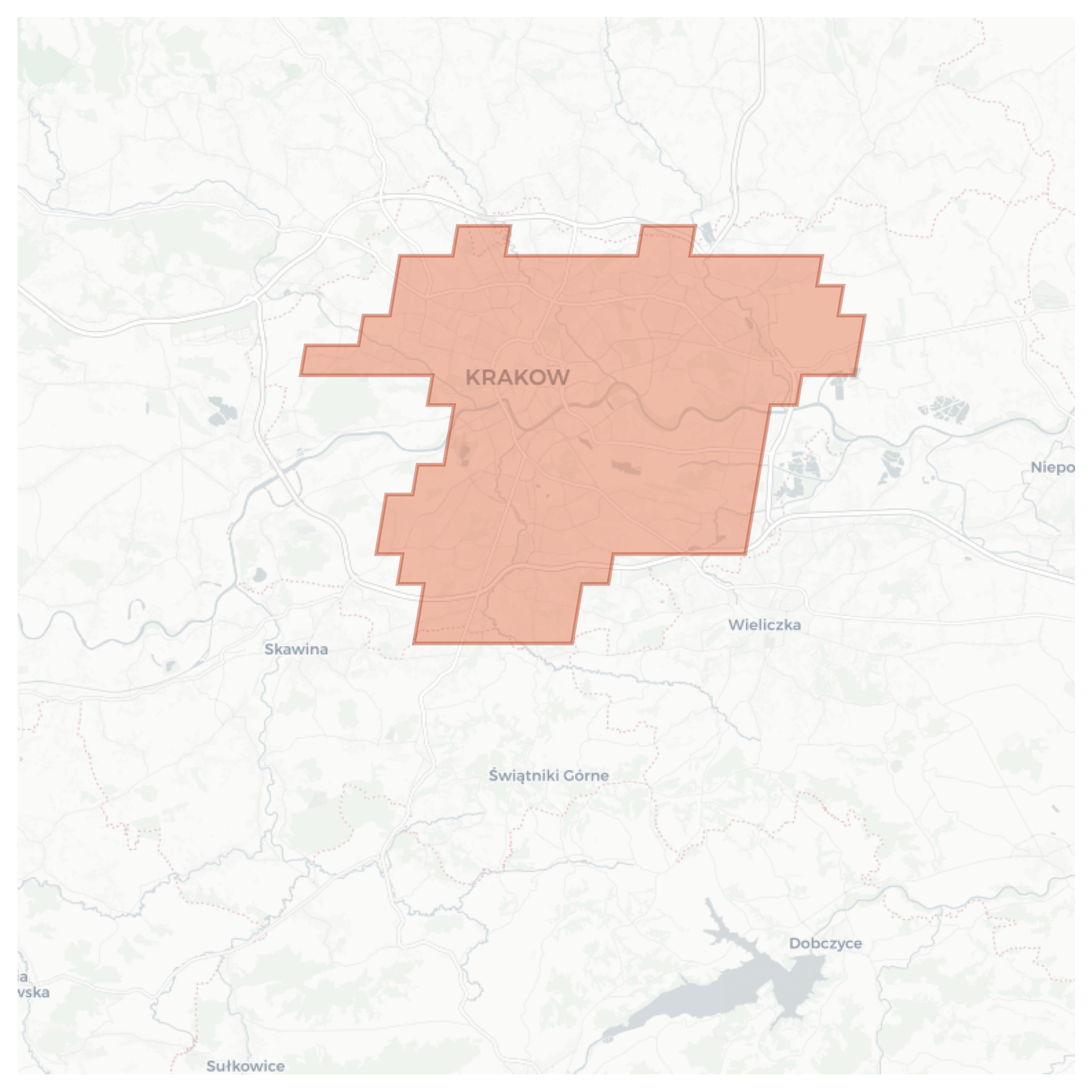 Krakow geographic map