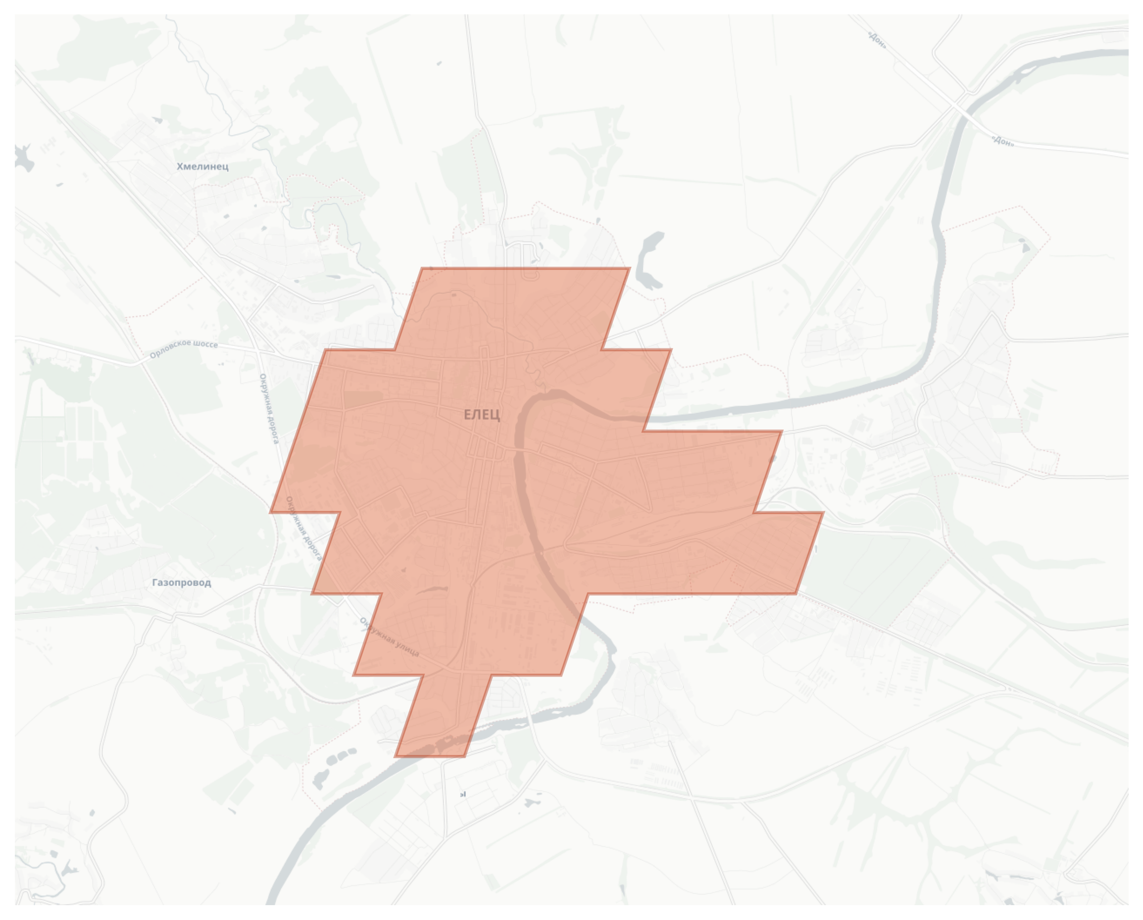 Yelets geographic map