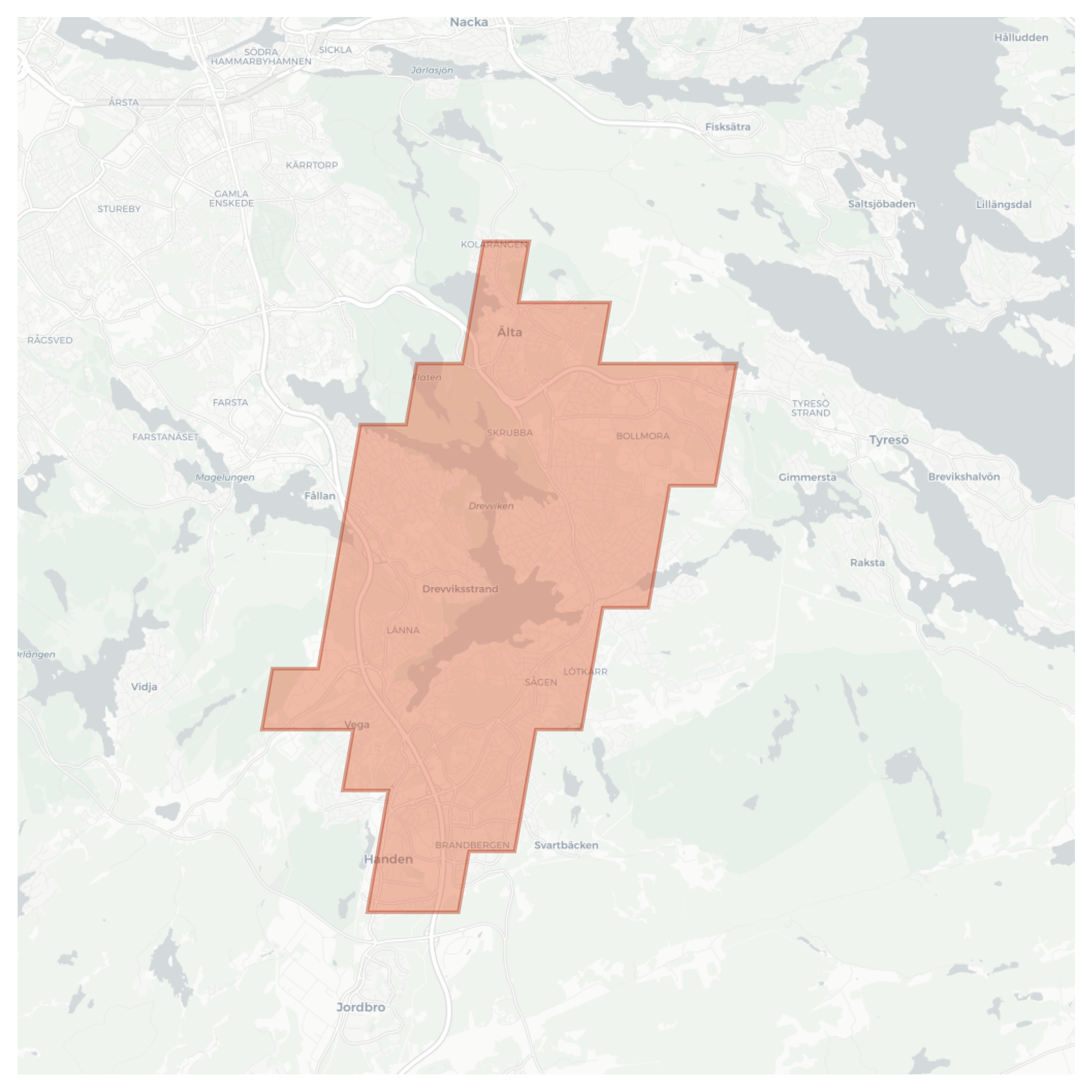 Handen geographic map