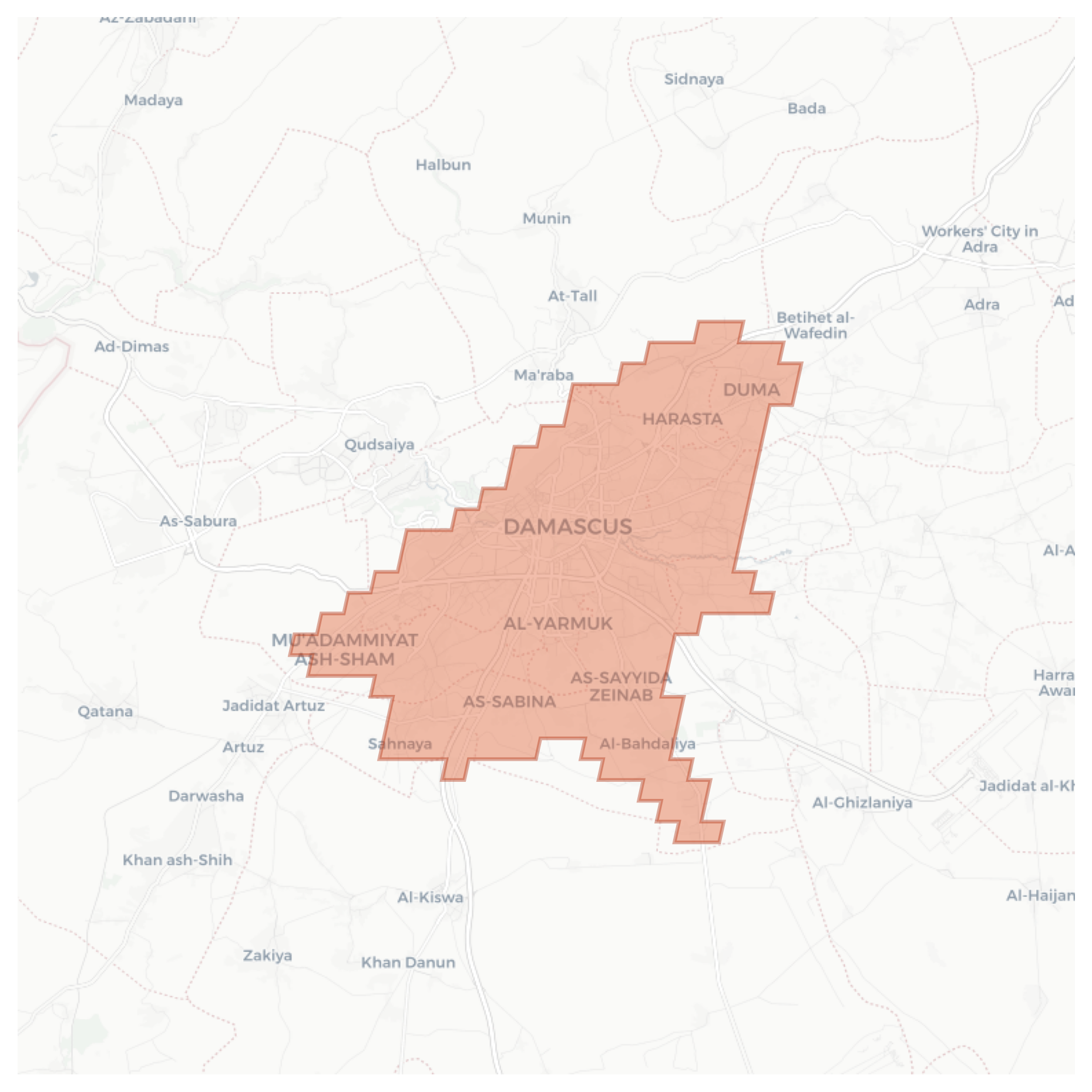 Damascus geographic map