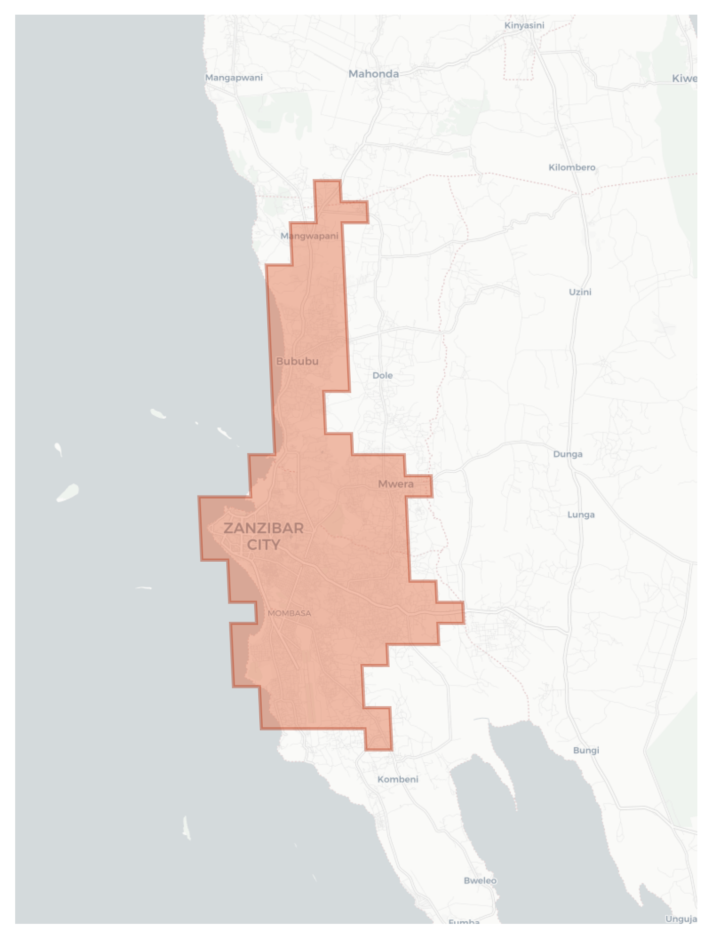 Zanzibar City geographic map