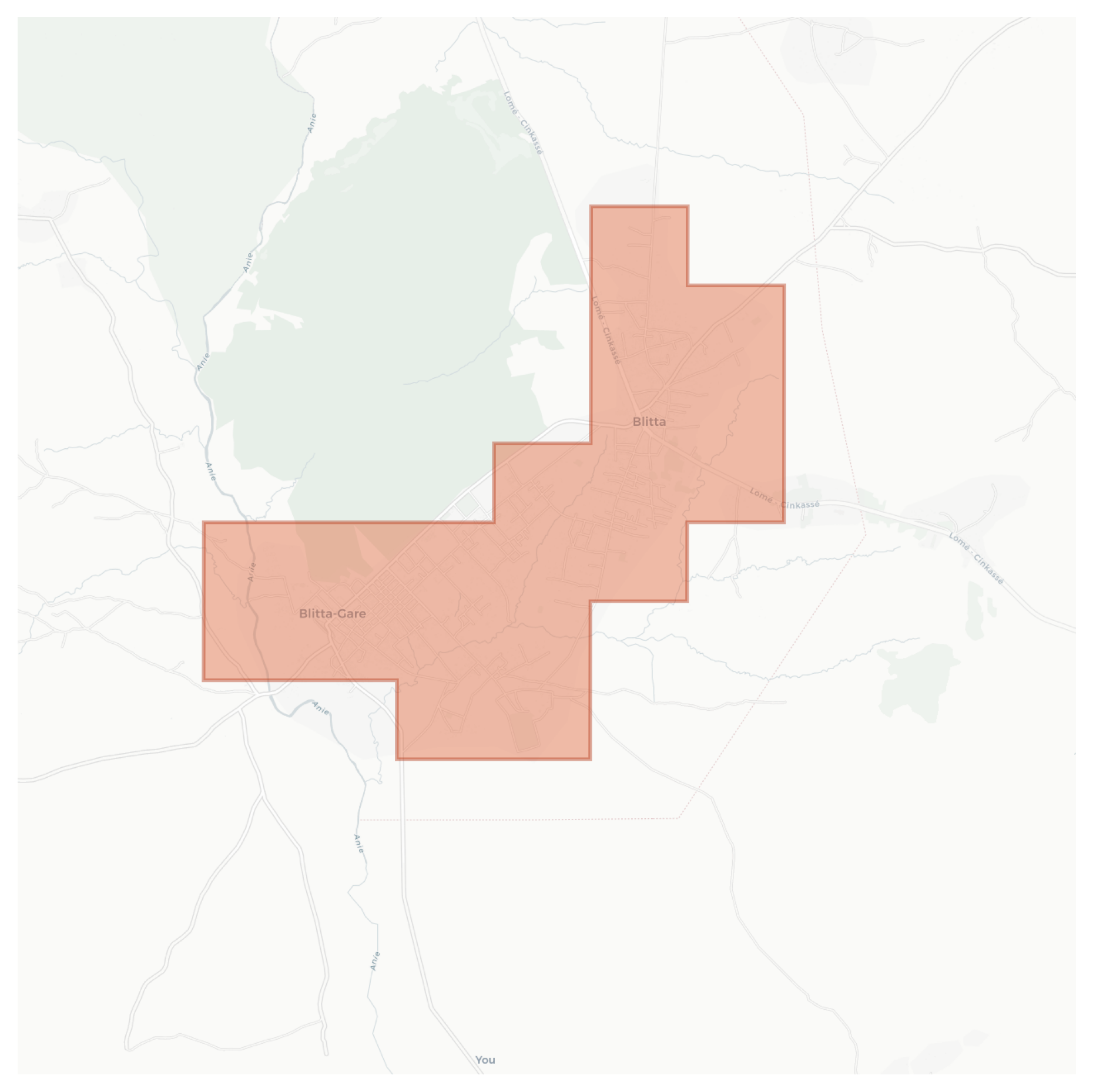 Blitta-Gare geographic map