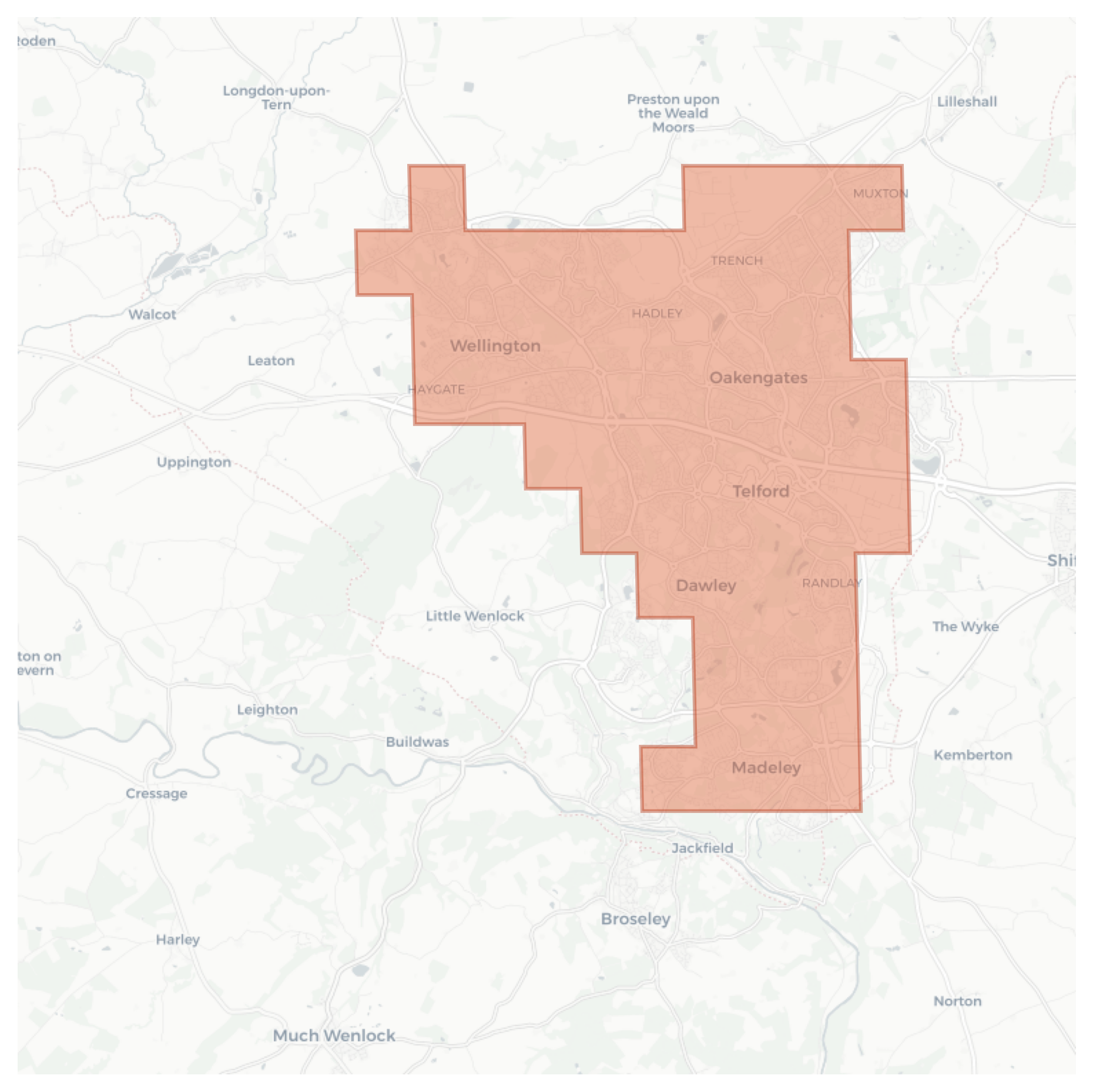 Telford geographic map